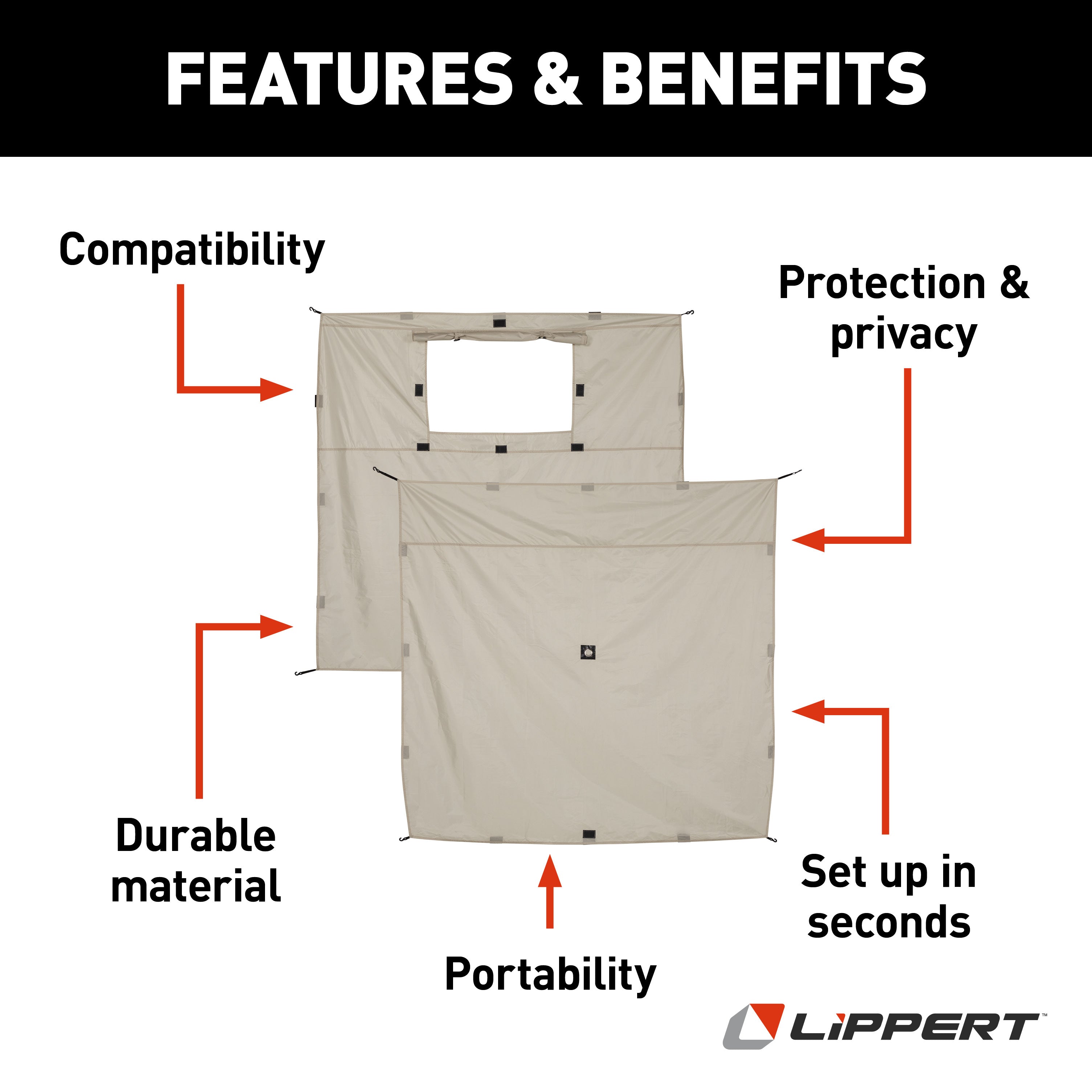 Lippert - Picnic Popup Gazebo Wind Panels - 12' X 12' - Image 3