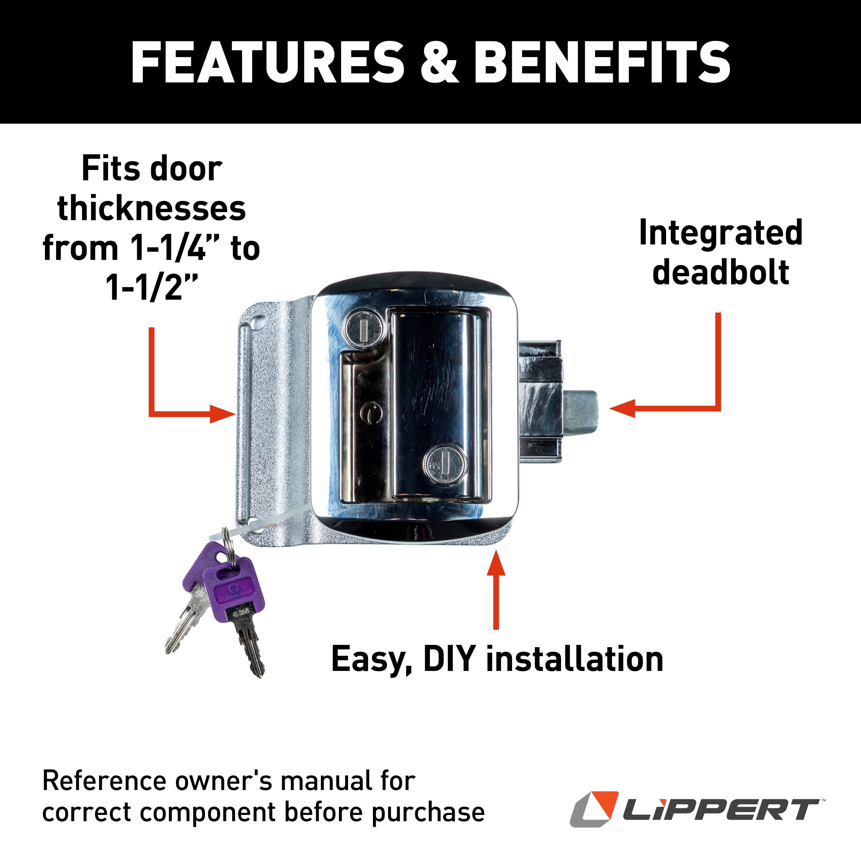 Lippert Rv Entry Door Latch Kit - Chrome #346692 - Image 4