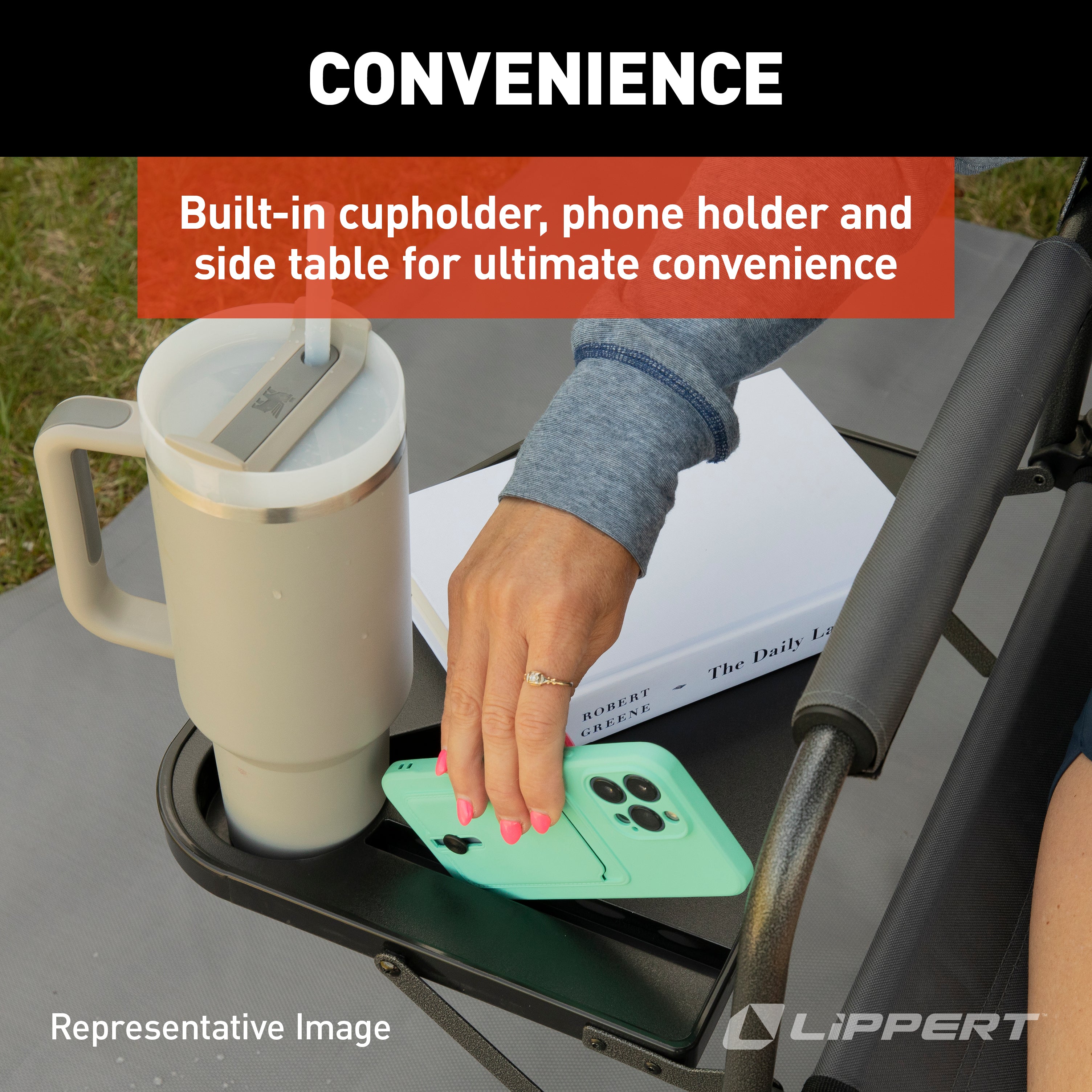 Lippert Scout Xl Director Chair With Side Table - Sand - Image 6