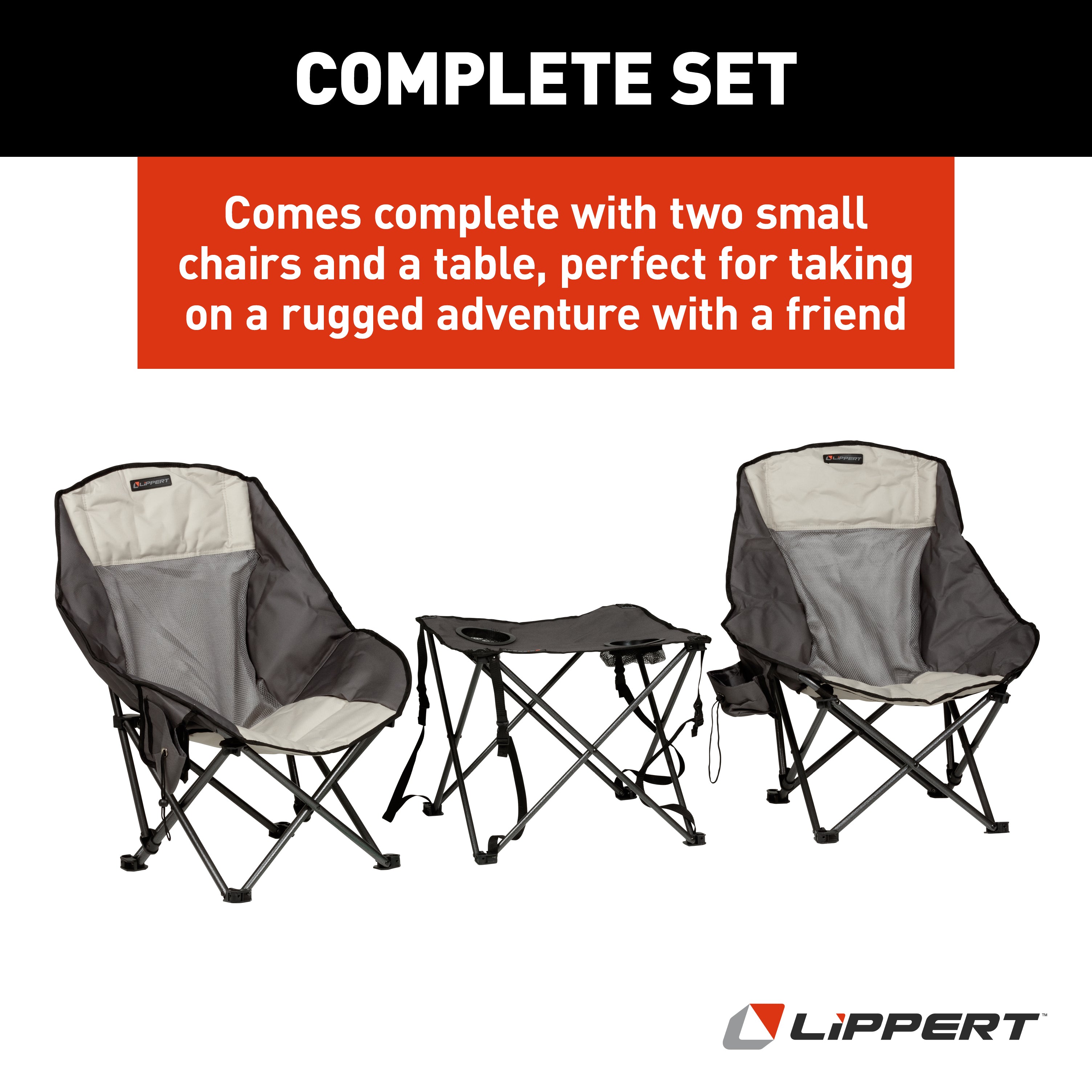 Lippert Baja Overlanding Chair & Table Set - Dark Grey / Sand #2022114831 - Image 3