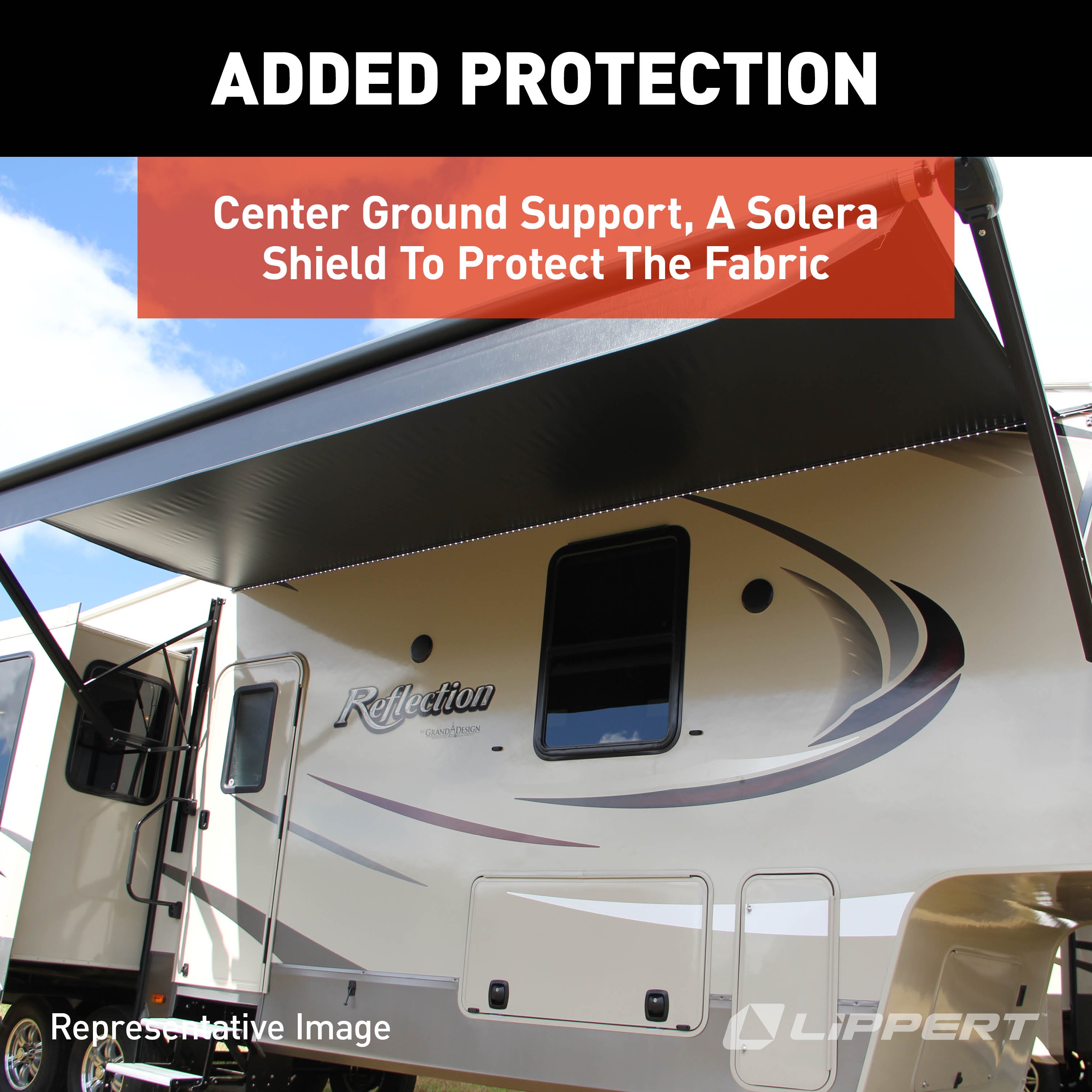 Solera 16' 1000Xl Series Awning Roller Assembly - White Fade (Black Shield) #V000334843 - Image 3