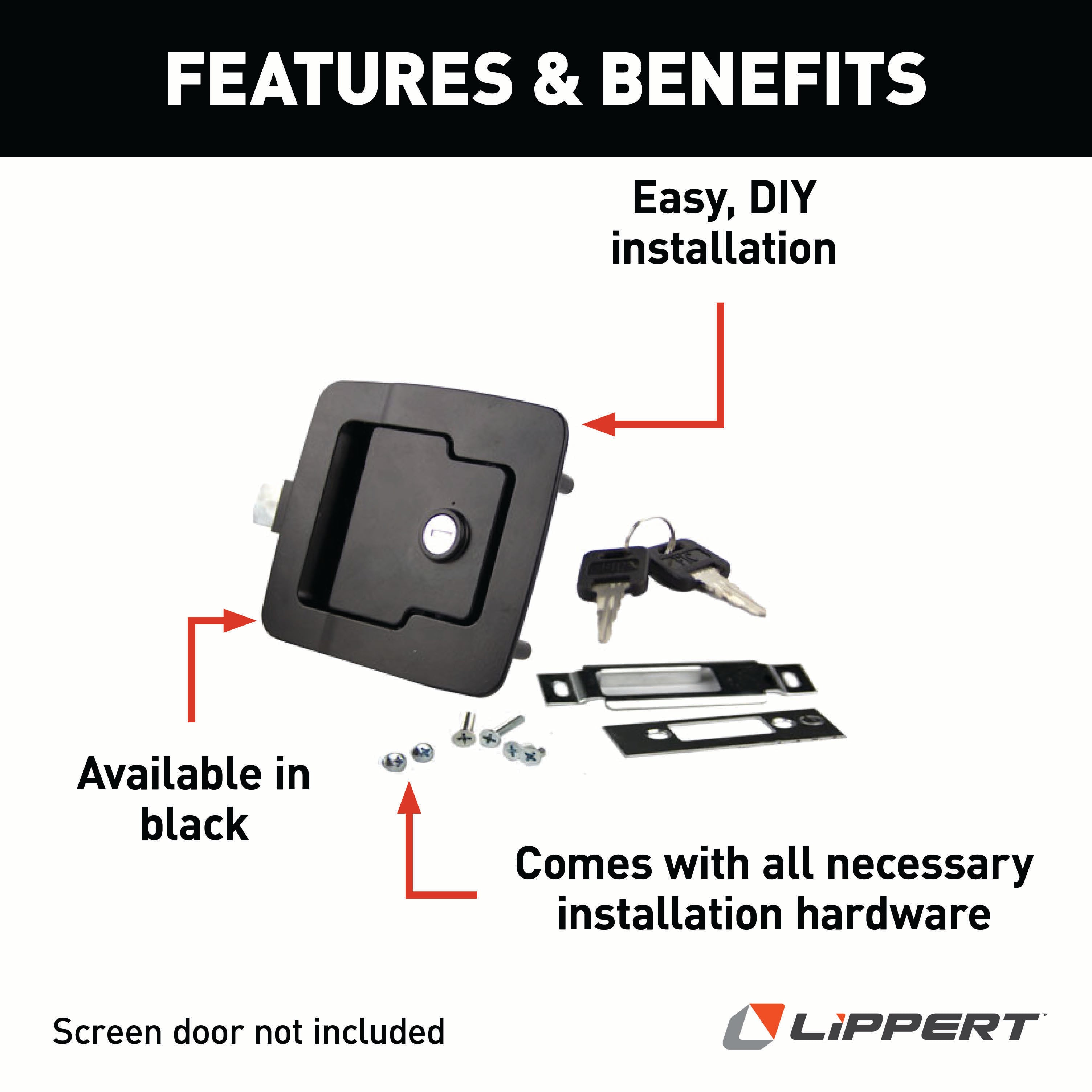 Lippert Standard Rv Baggage Door Latch Kit - Black #317649 - Image 2