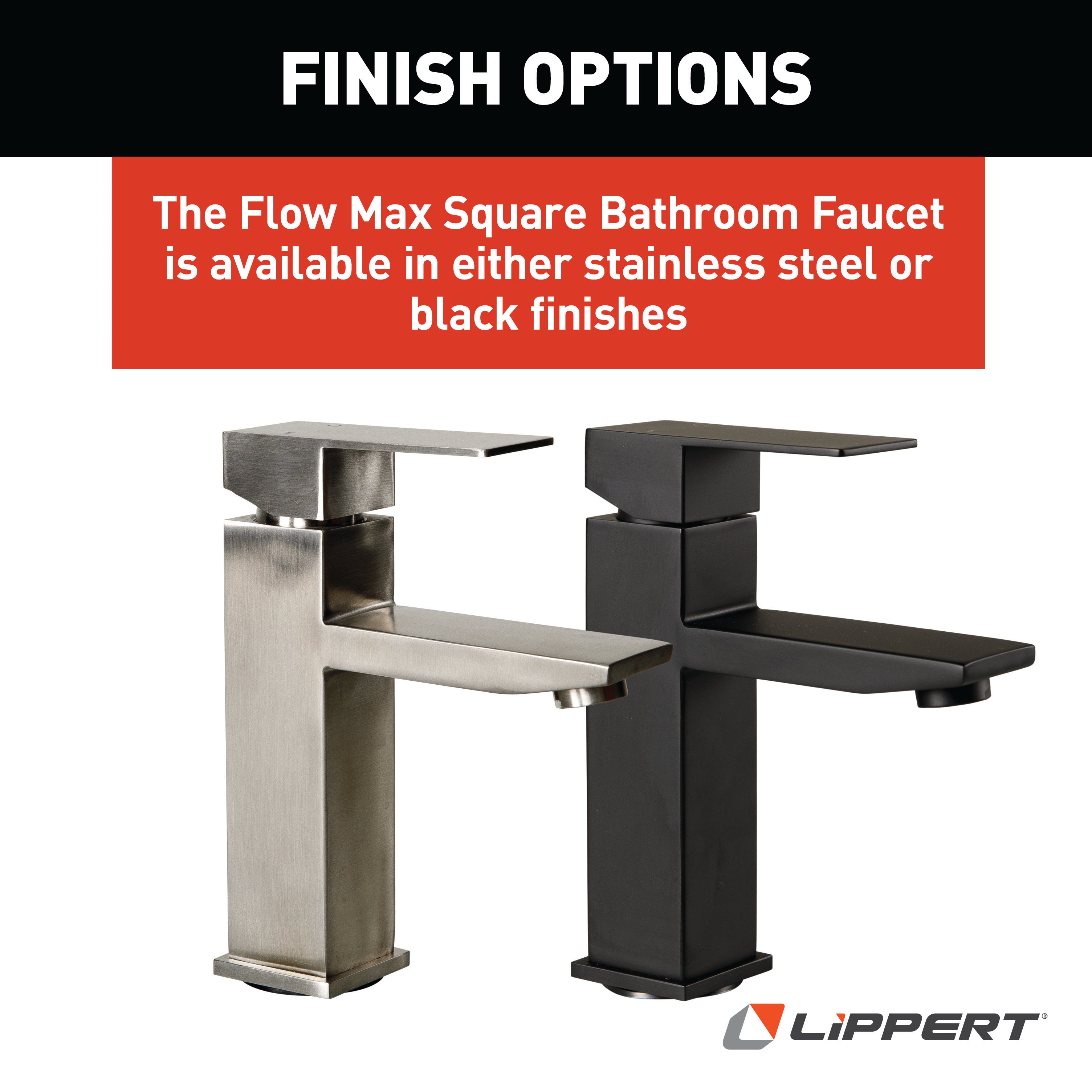 Lippert - Flow Max Square Bathroom Faucet - Stainless Steel #2024025311 - Image 6
