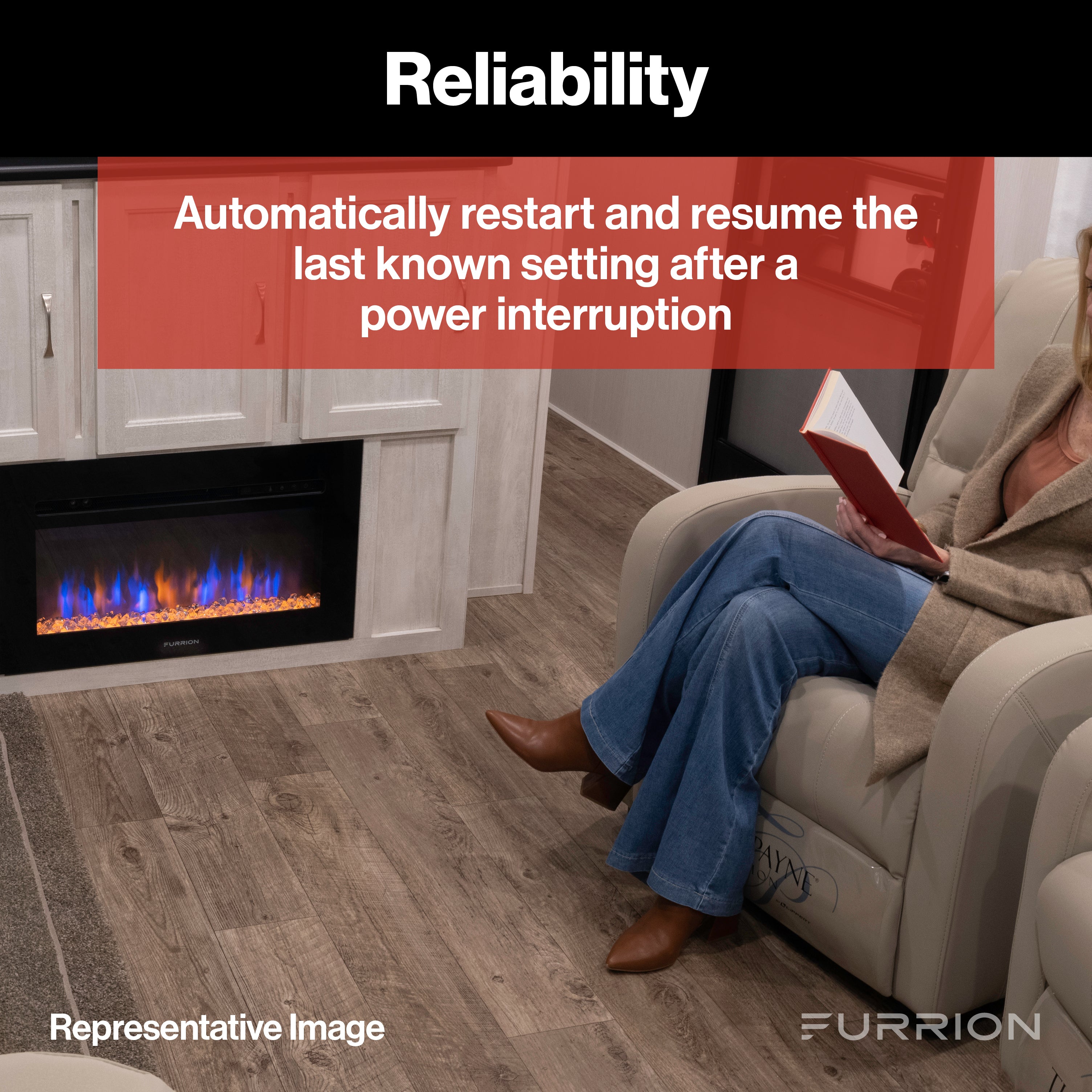 Furrion Chill Cube Single-Zone Basic Backlit Led Wall Thermostat - Black, 2 Fan Speeds (R32) #FACW10ESSA2-BL-AM