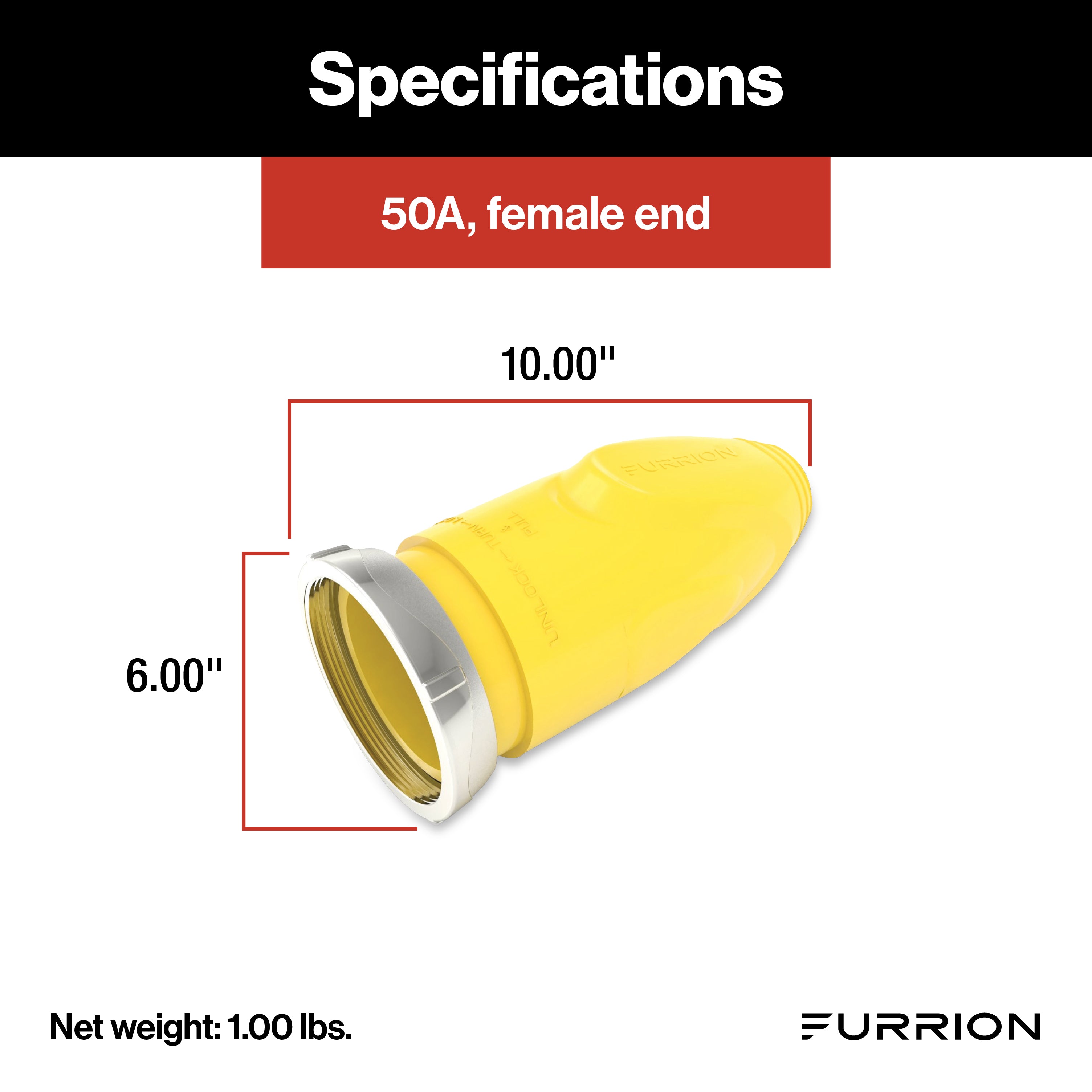 Furrion 50A Female Connection Cover - Yellow #F50Cvl-Sy - Image 2