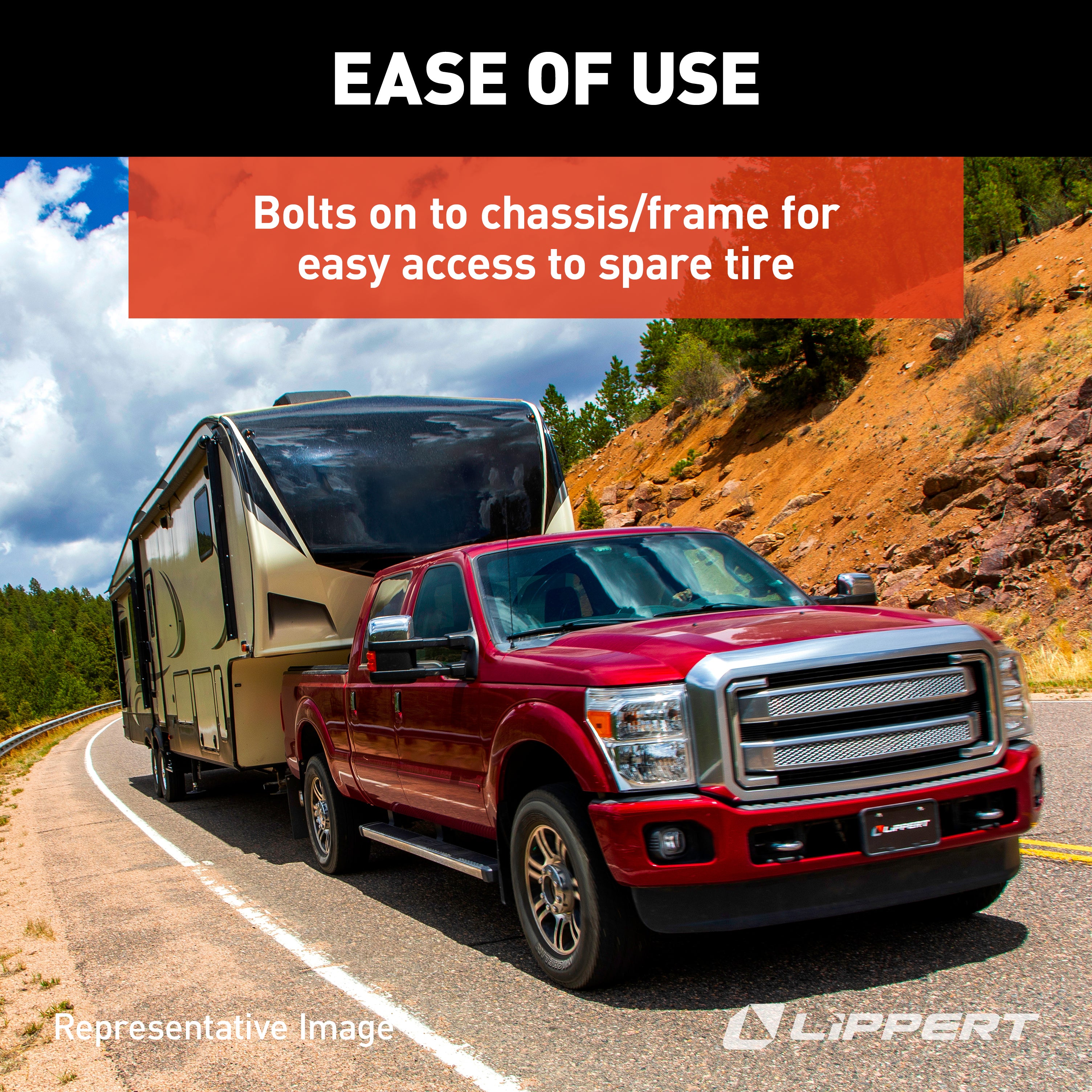 Lippert Replacement Spare Tire Winch With Offset Cable #159056 - Image 5