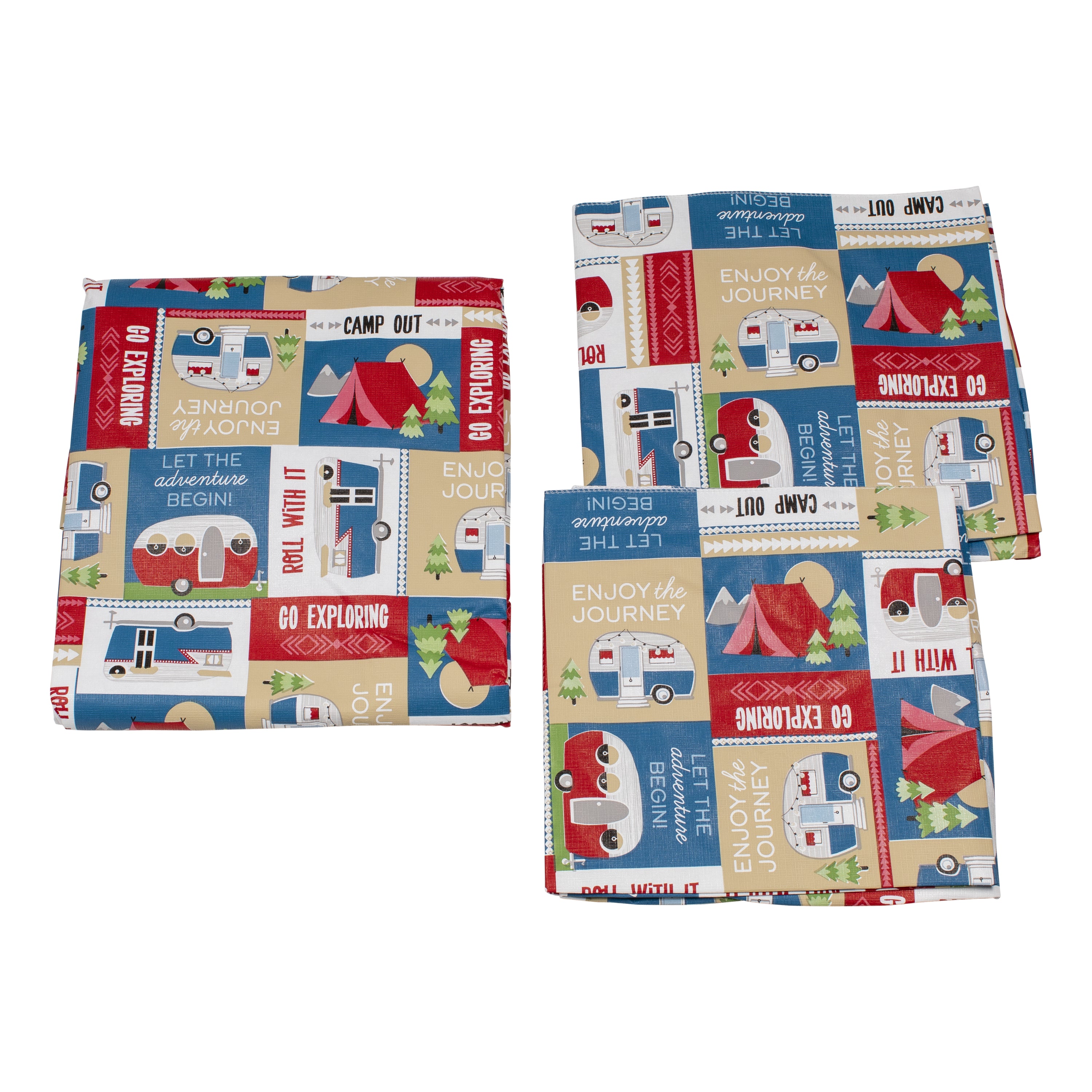 Lippert Vinyl Tablecloth With Bench Covers - Camping Patchwork #2022107835 - Image 1
