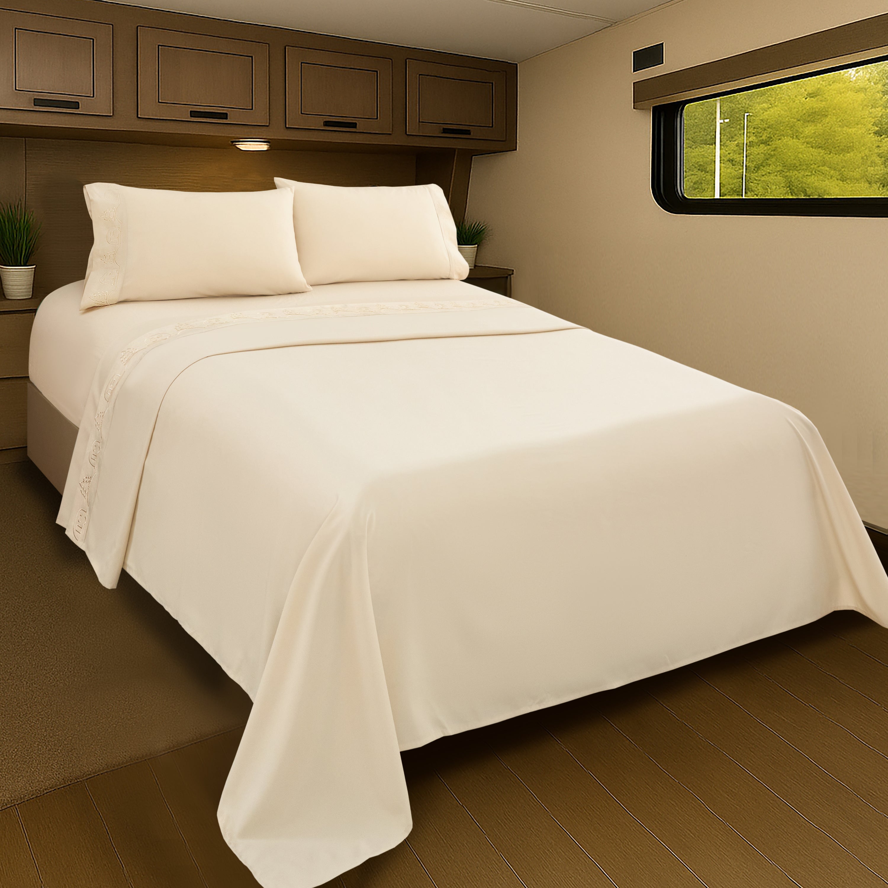Wander & Rest™ Adjustable Microfiber RV Sheet Set - Ivory