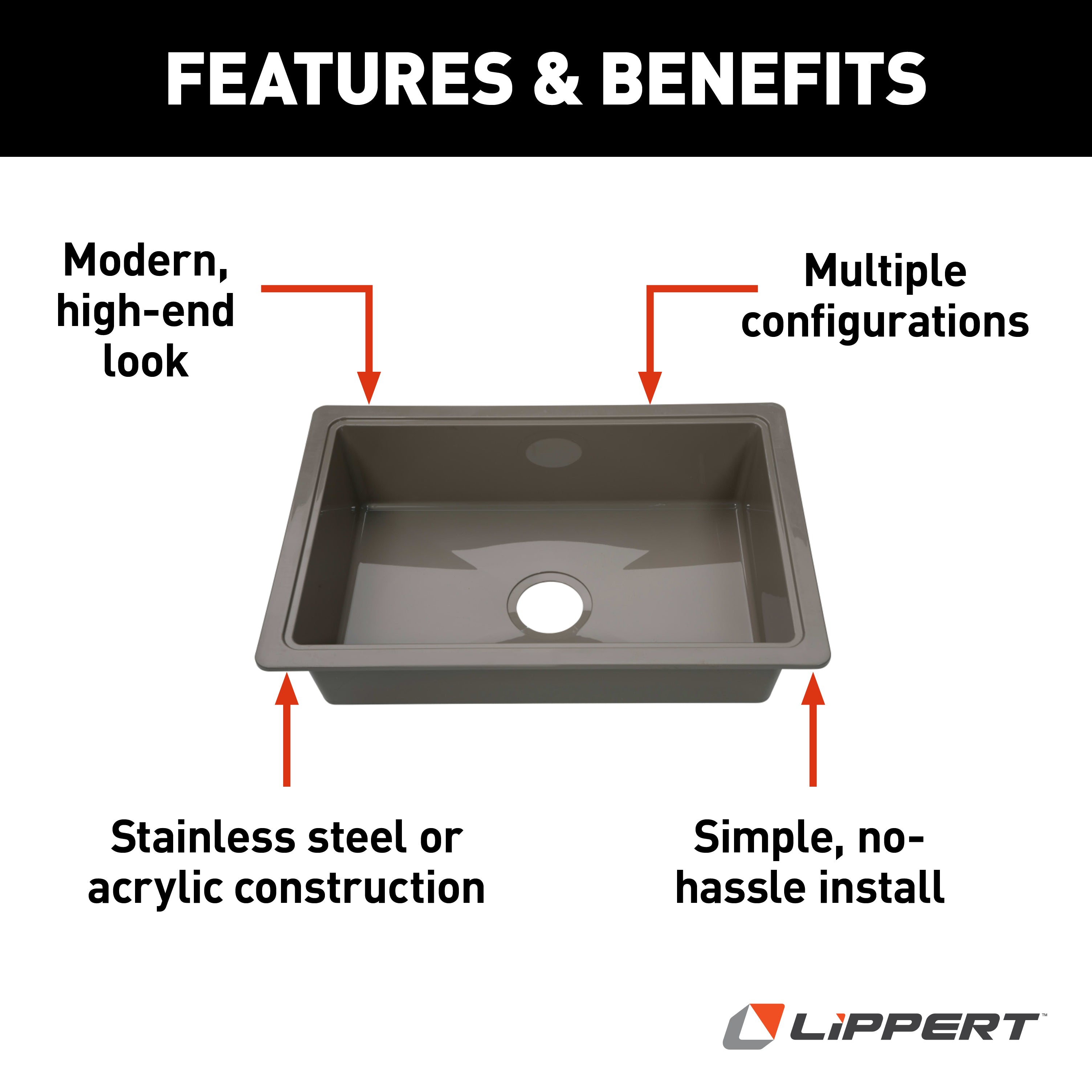 Lippert Rv Single Kitchen Galley Sink - 25" X 17" X 6.6" Stainless Steel Color Abs Plastic - Image 7