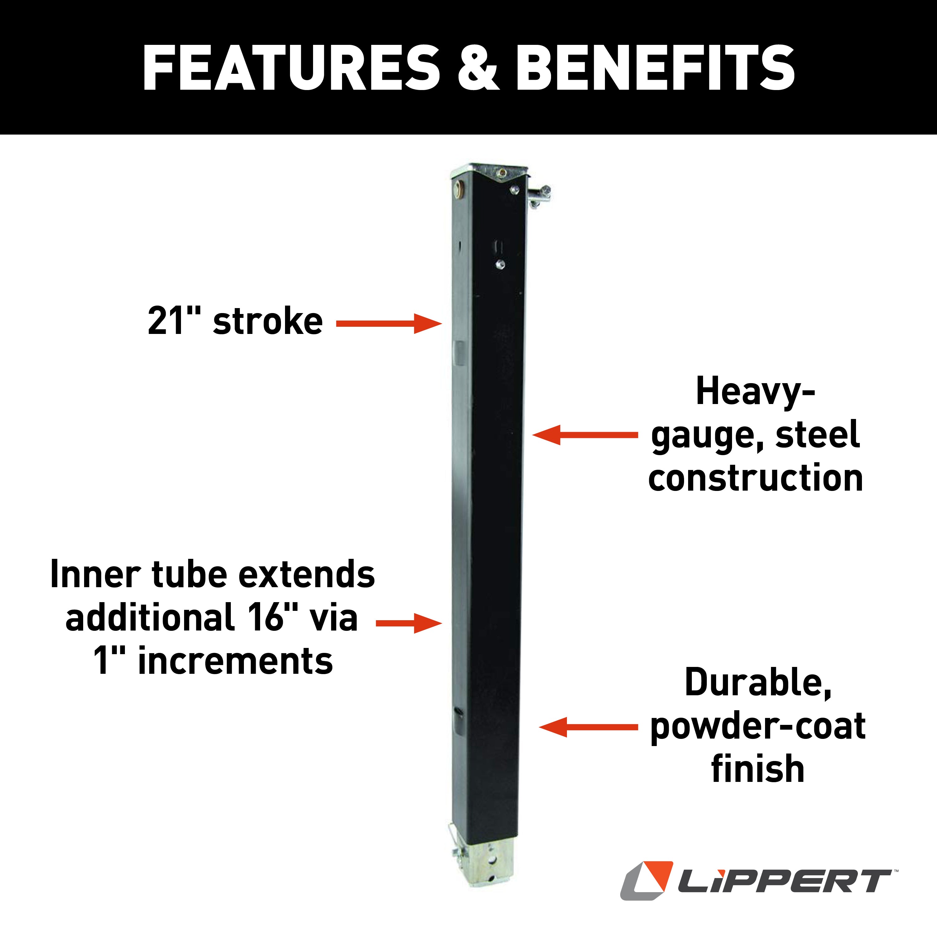 Lippert Universal Fit Landing Gear - Follow Leg #179014 - Image 3
