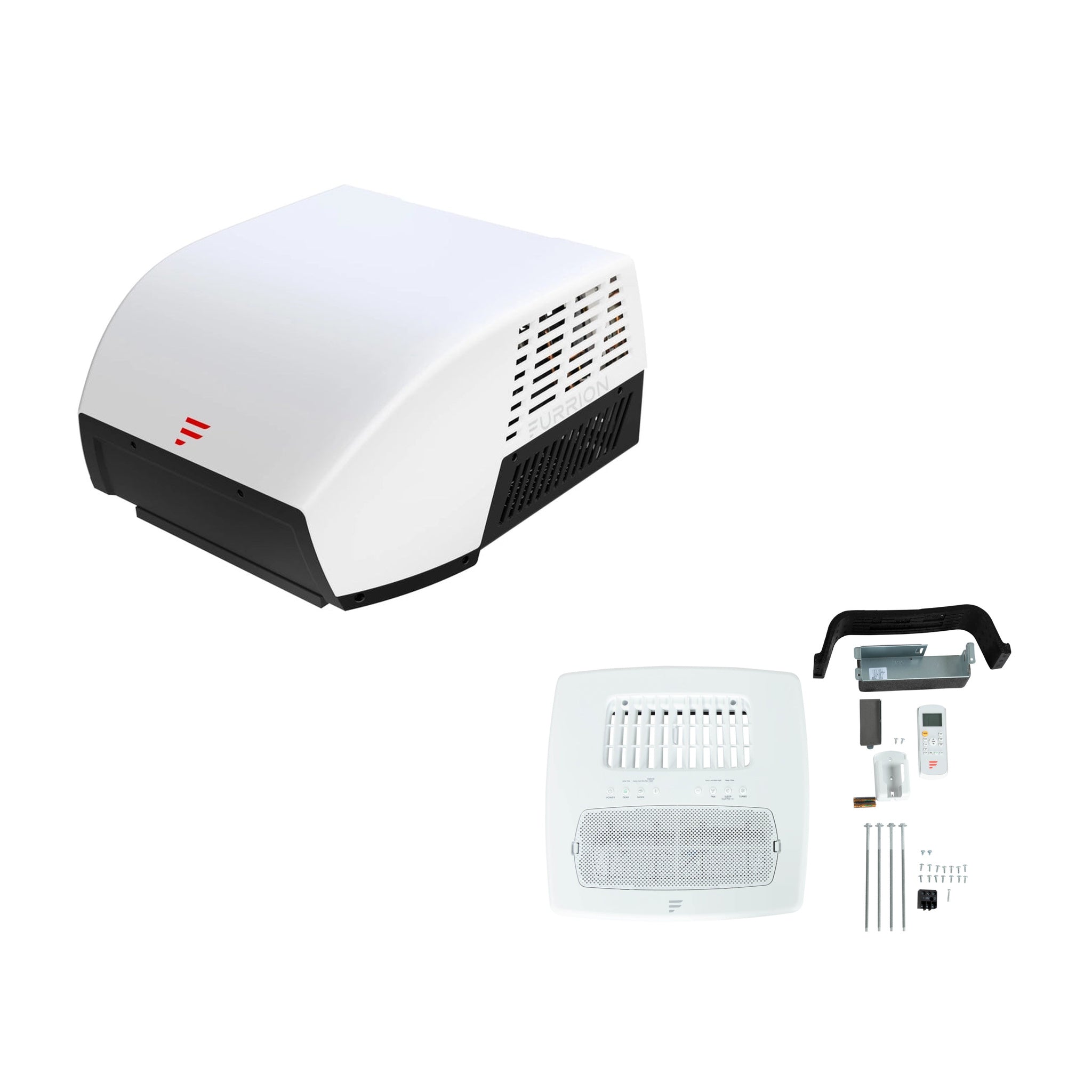 Furrion 18K Chill Cube white ducted heat pump RV AC bundle with air distribution box