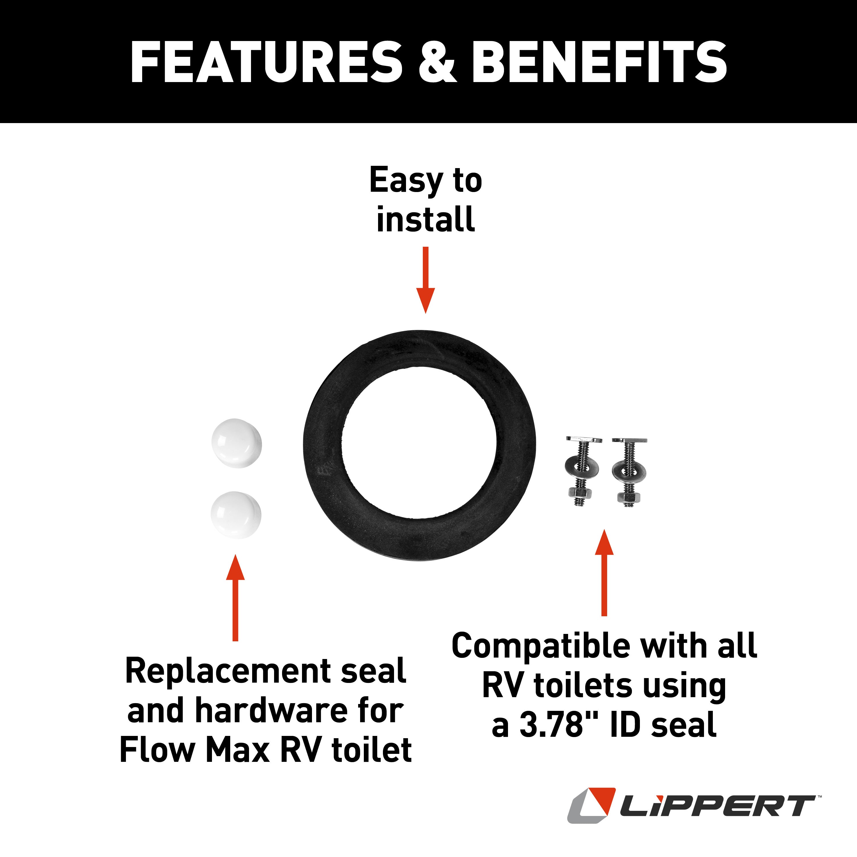 Lippert - Flow Max Replacement Rv Toilet Bottom Gasket & Mounting Hardware - Image 2
