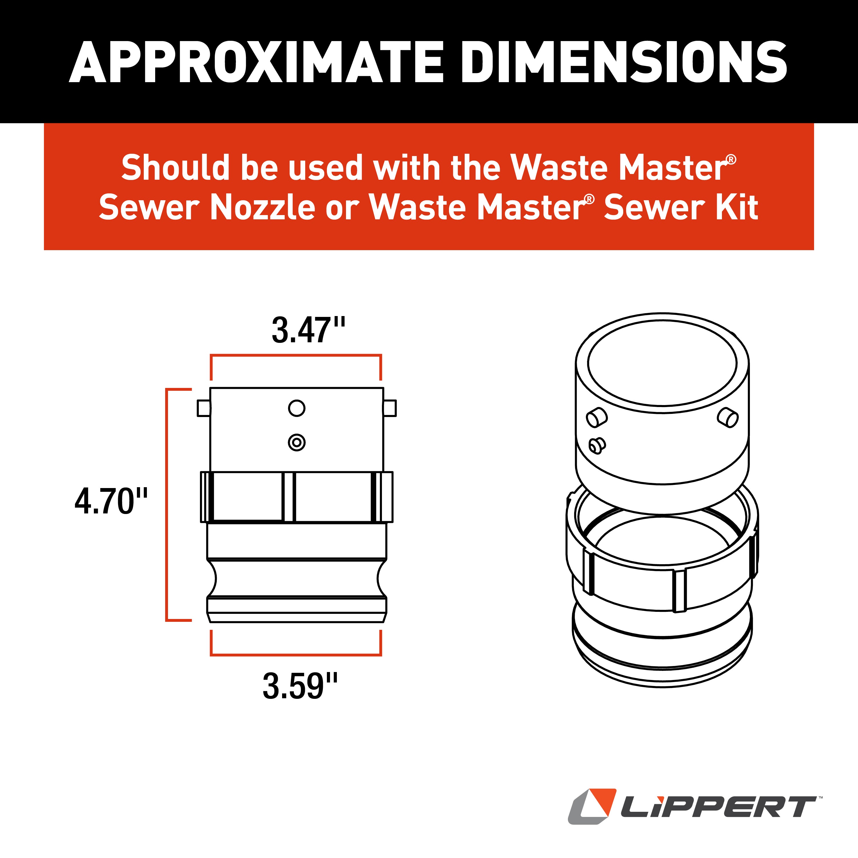 Lippert Waste Master Rv Sewer Hose Male Bayonet Fitting Converter #360785 - Image 2