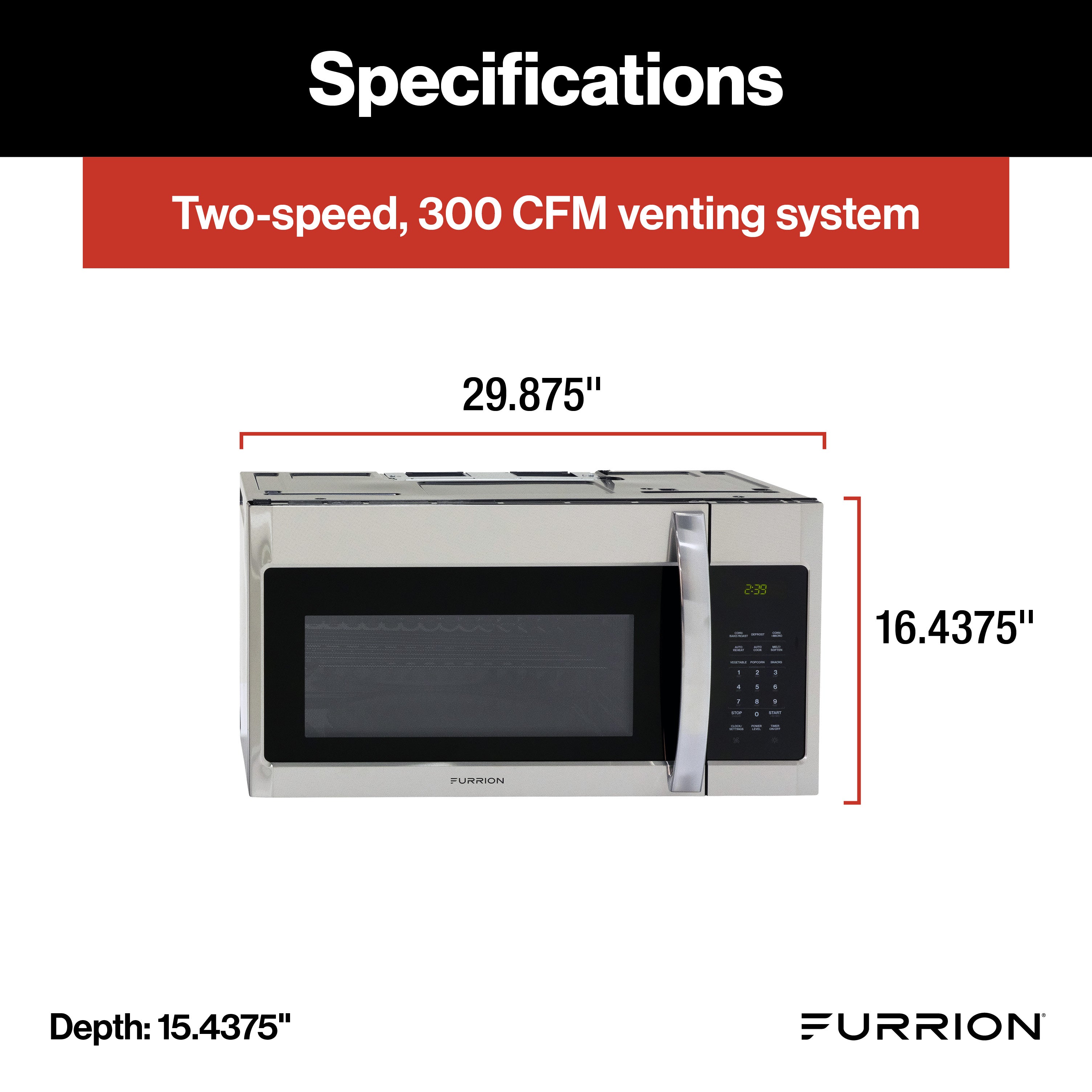 Furrion Over-The-Range Convection Rv Microwave Oven - 1.5 Cu. Ft., Stainless Steel #Fmcm15A-Ss - Image 2