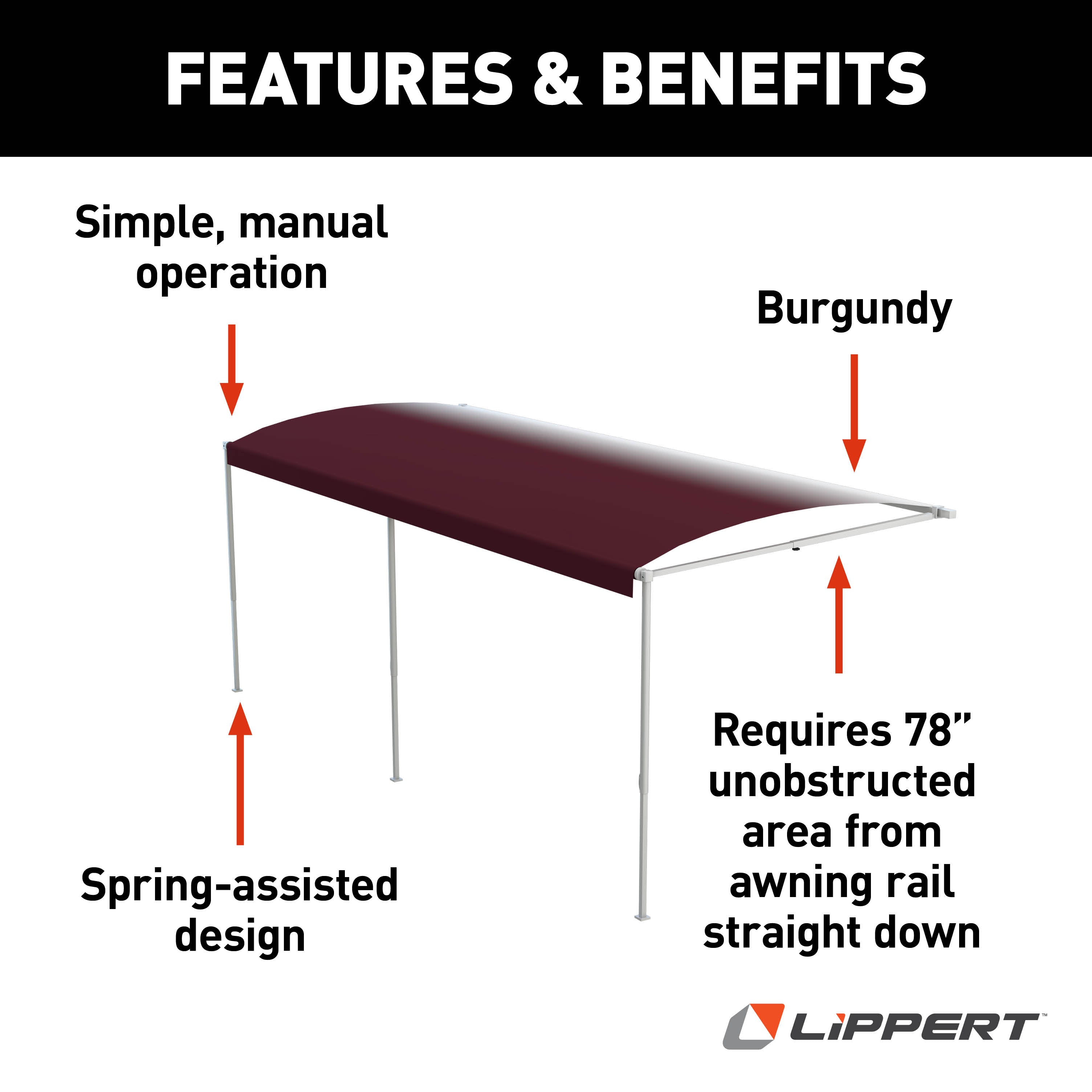 Solera 16' 1000Xl Series Awning Roller Assembly - Burgundy Fade (Black Shield) #V000334859 - Image 2