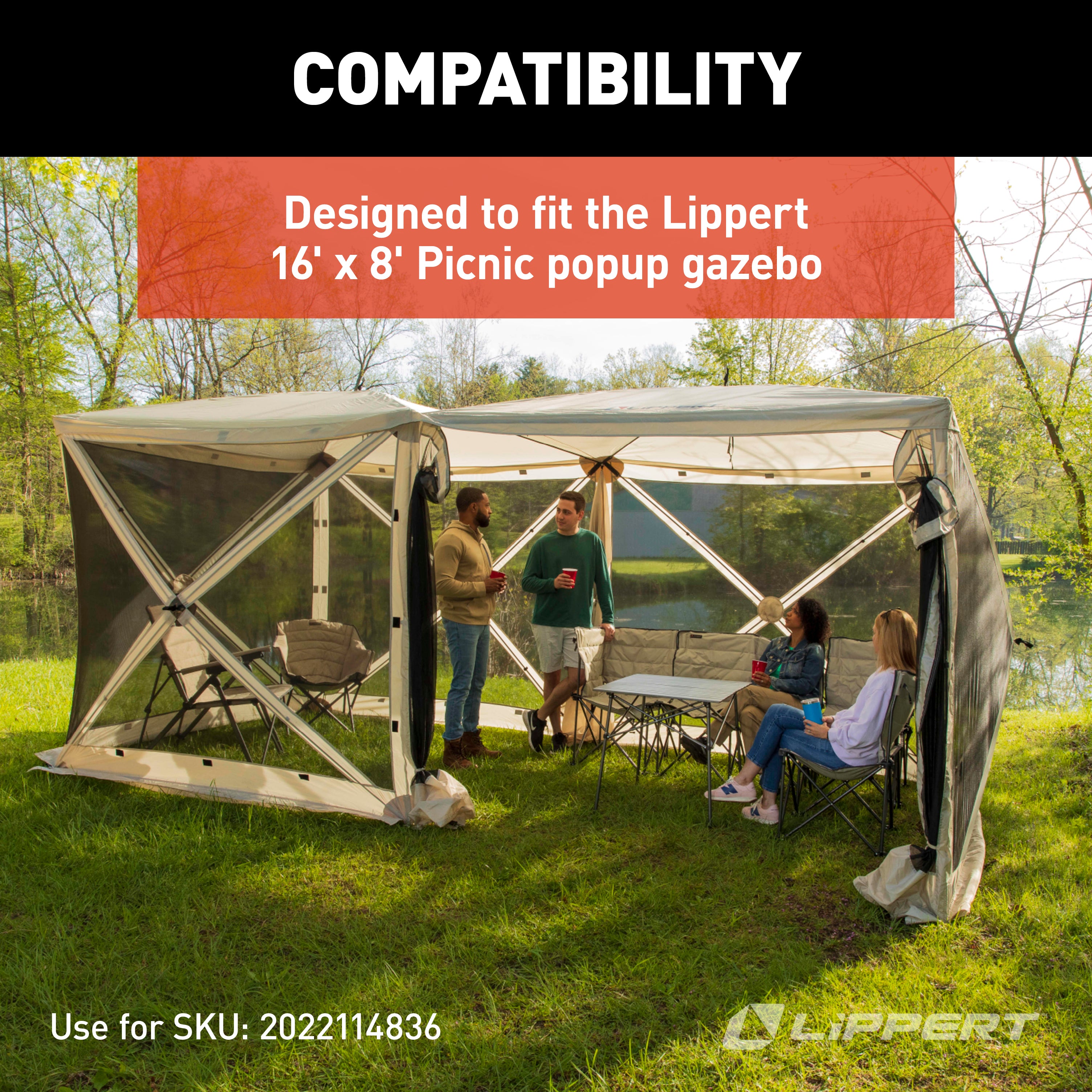 Lippert - Picnic Popup Gazebo Wind Panels - 16' X 8' - Image 3