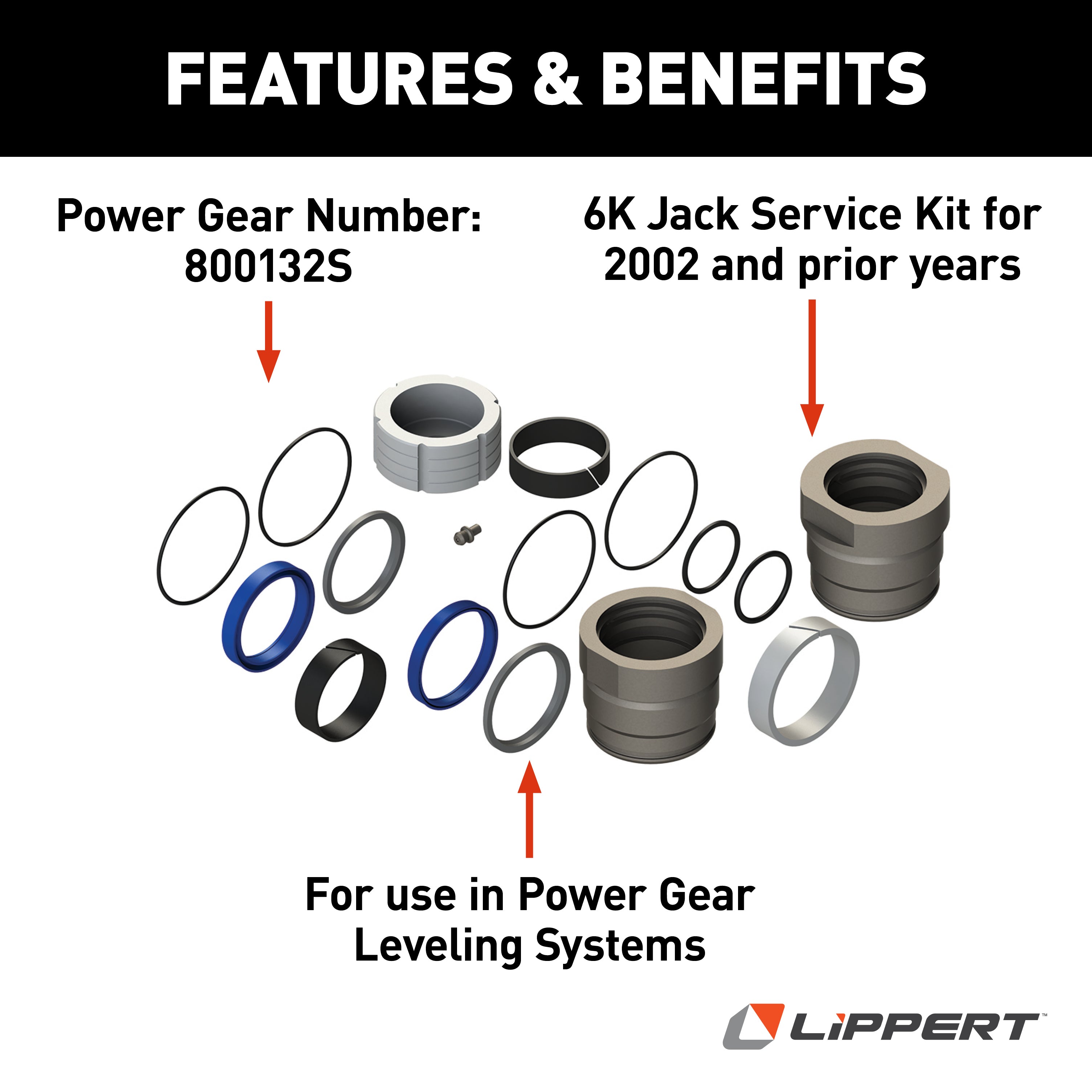 Lippert - 6K Jack Service Kit For 2002 & Prior - Power Gear Leveling - Image 2