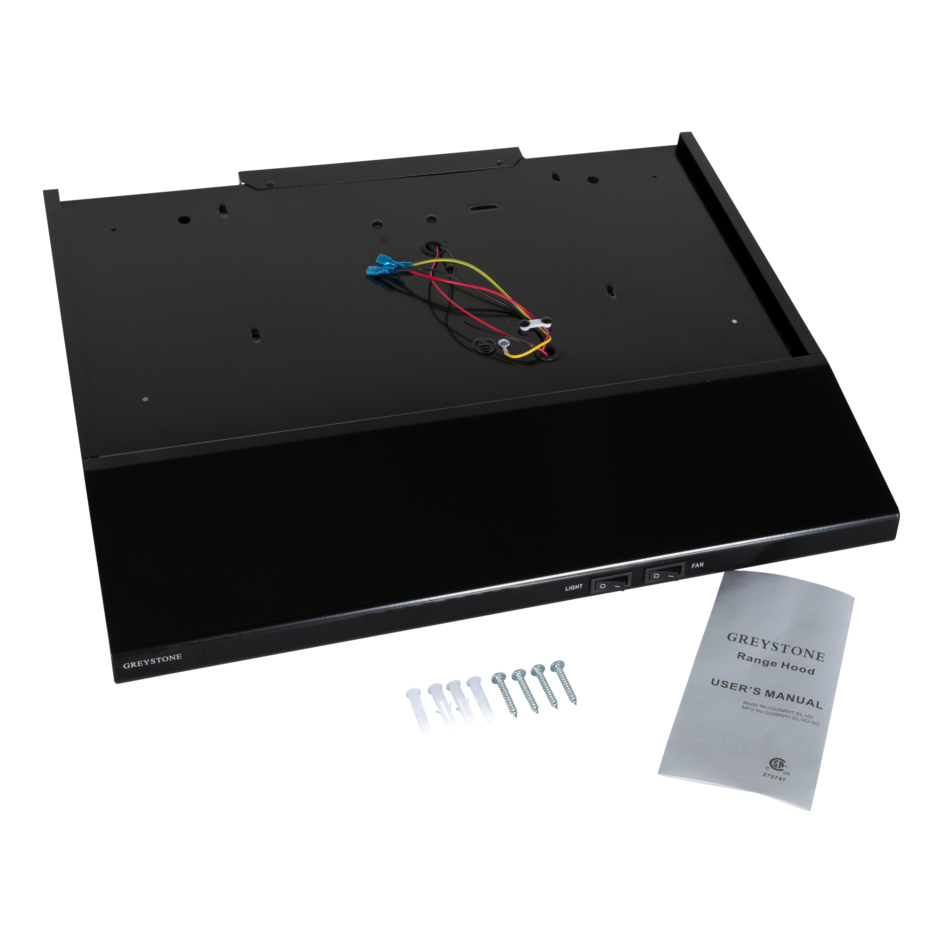 Greystone - 13" RV Range Hood With Sloped Front - Black