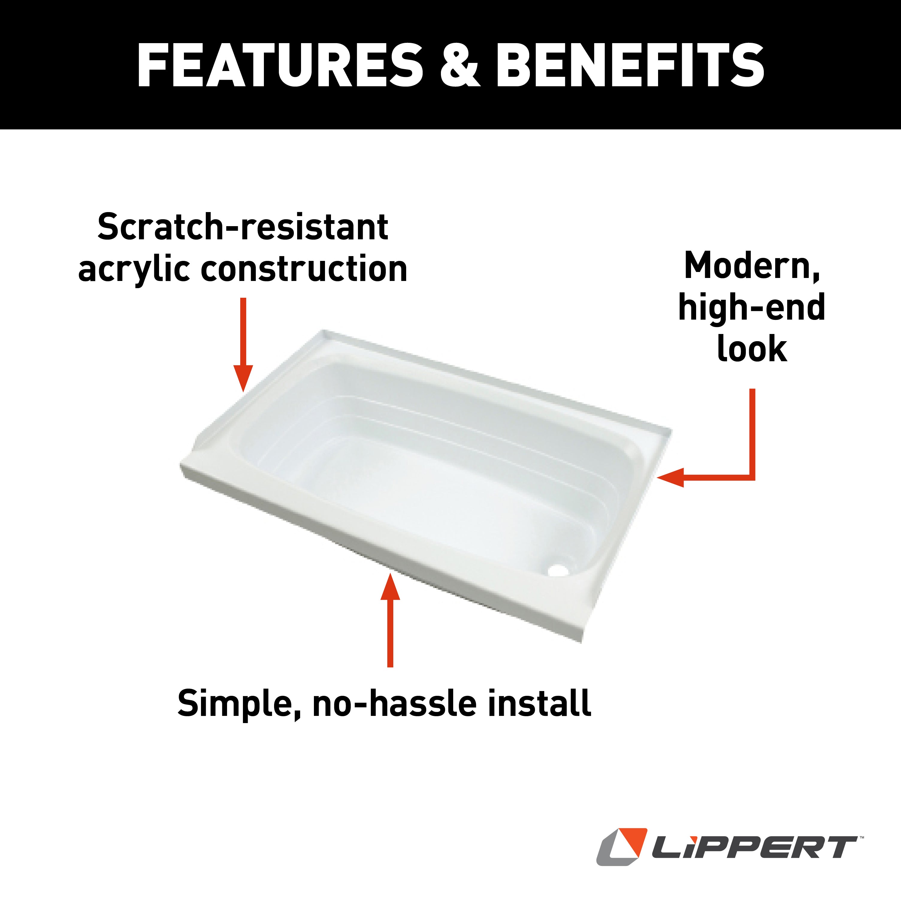 Lippert Bathtub With Right Drain - 24" X 46", White #W2446Rhspk - Image 3