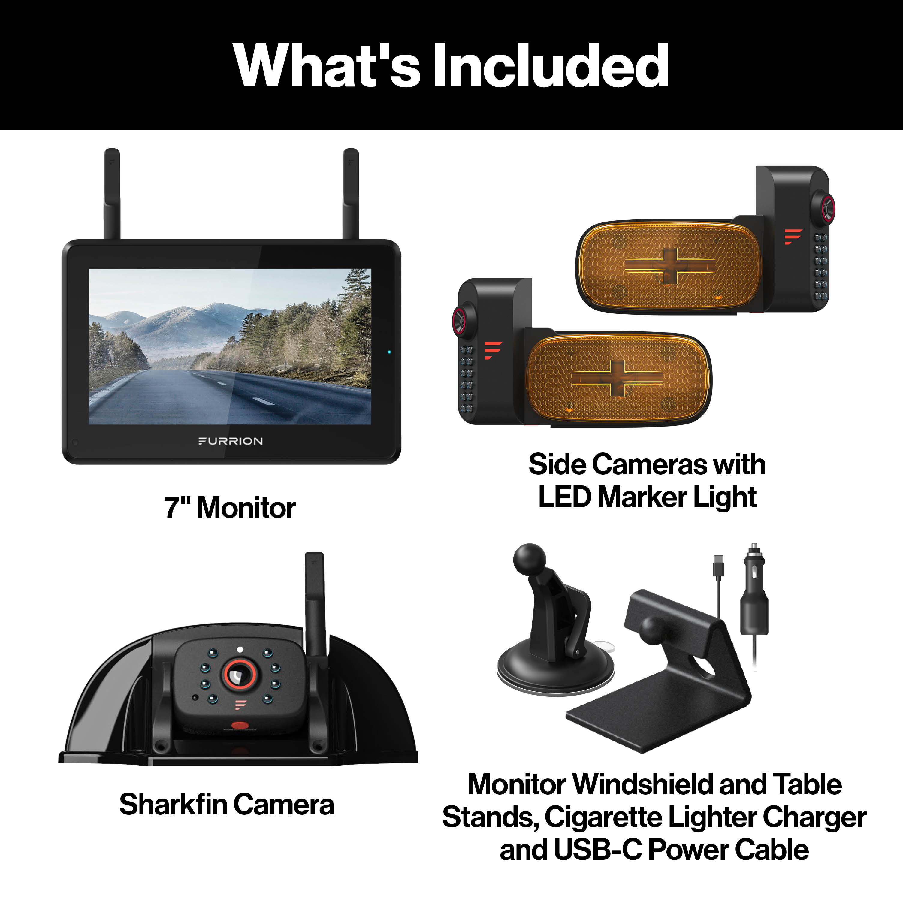 Furrion Vision S+ Rv Observation System - 7" Monitor, Side Cameras With Led Marker Lights, Sharkfin Camera #Fos7Htaen - Image 10