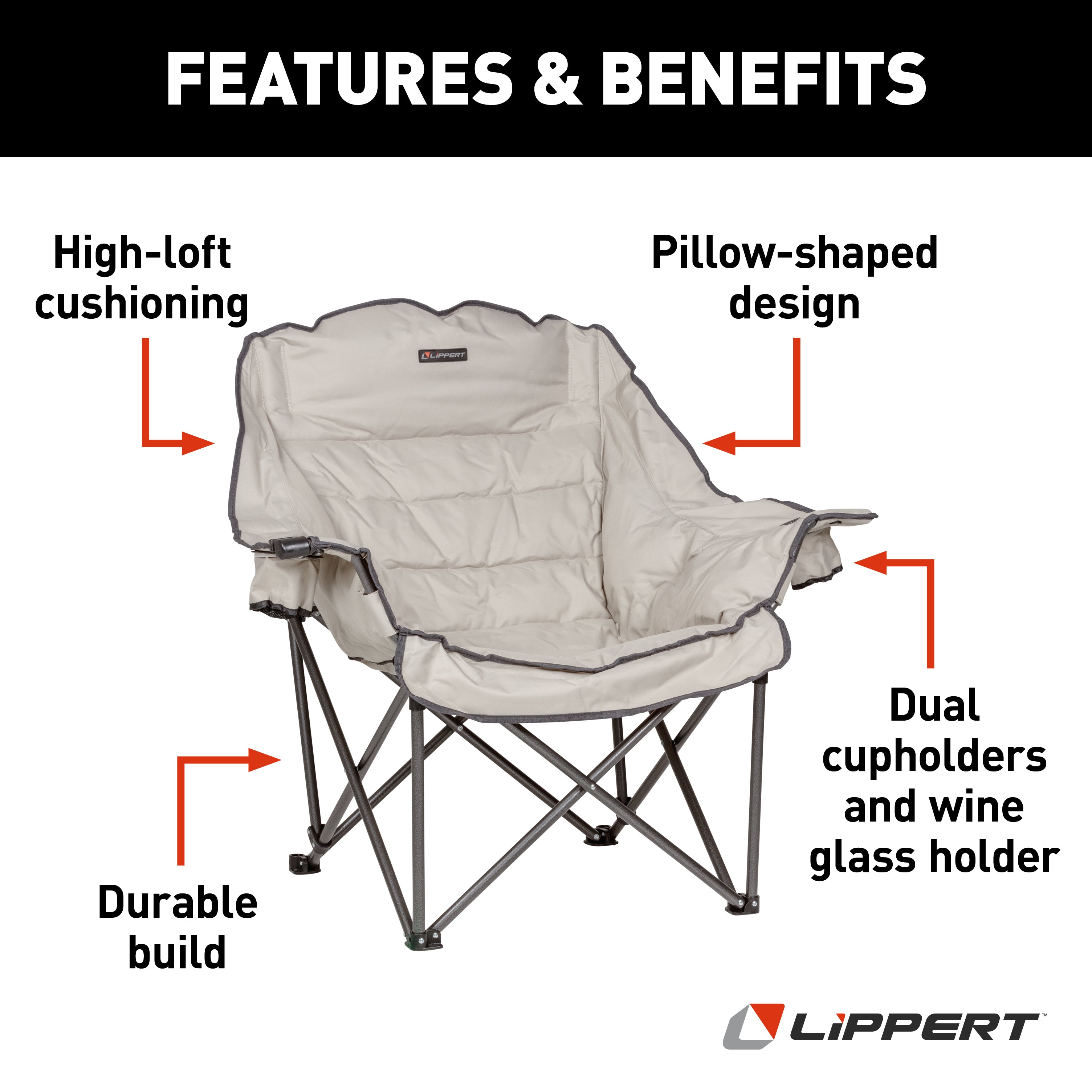 Lippert Big Bear Club Camping Chair - Sand - Image 2