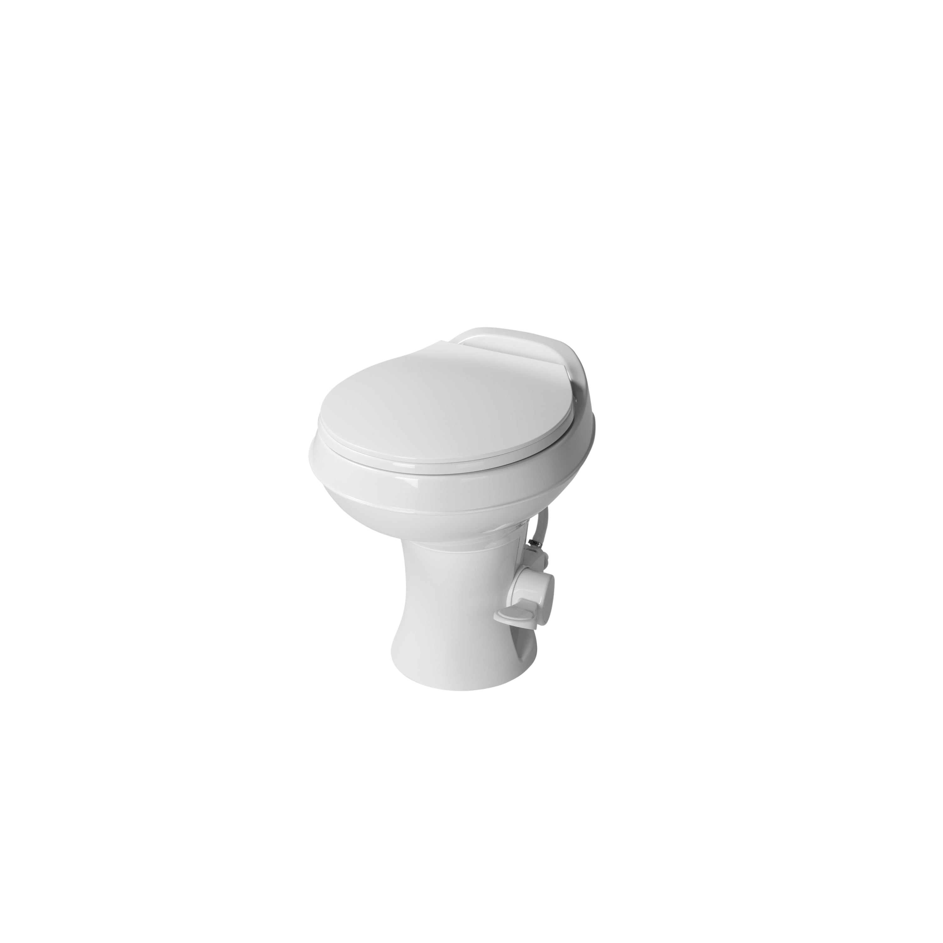 Lippert Flowmax Rv Toilet Round Plastic Bowl Plastic Base - White - Image 1