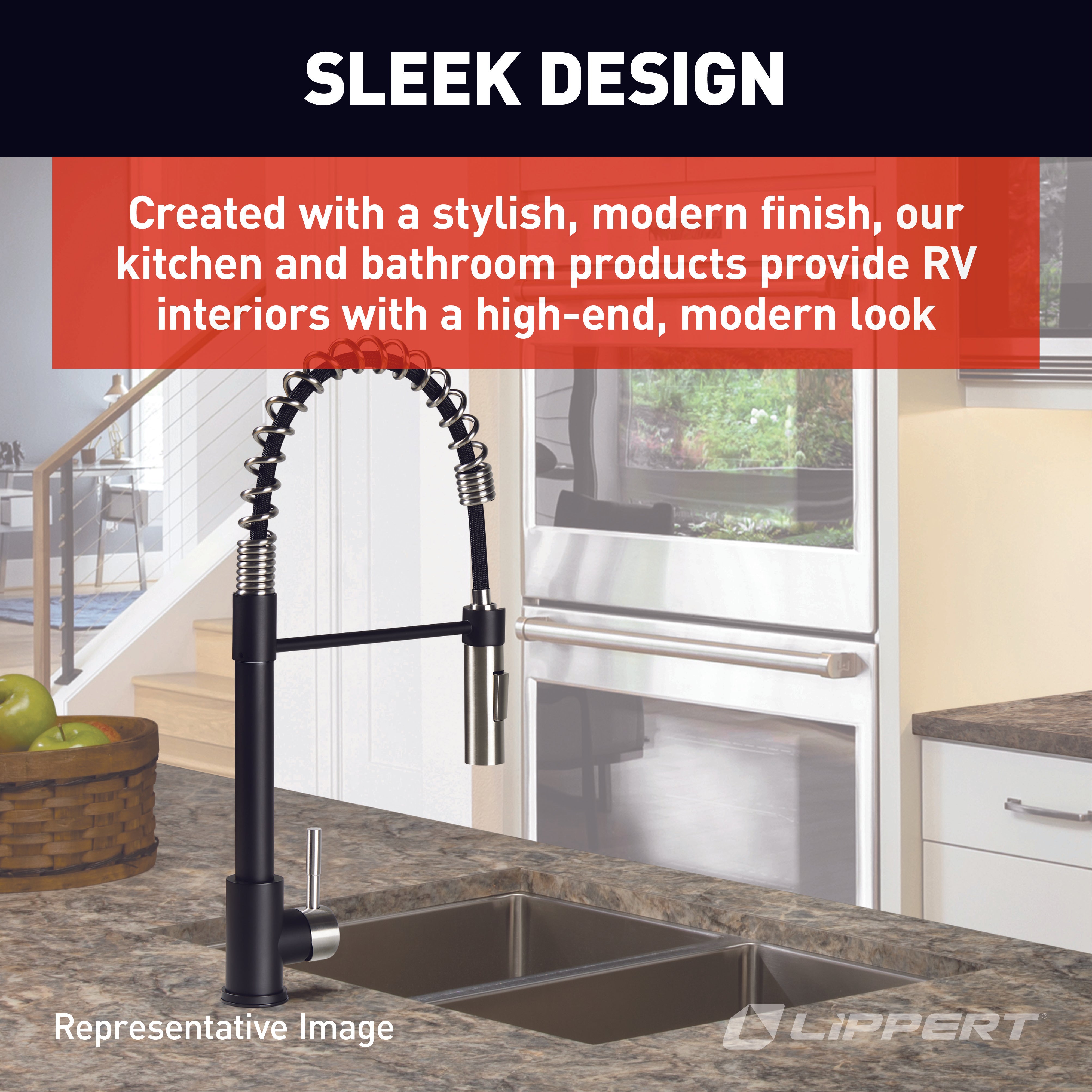 Lippert Flow Max Coiled Kitchen Faucet - Black/Stainless Steel #2022109922 - Image 4