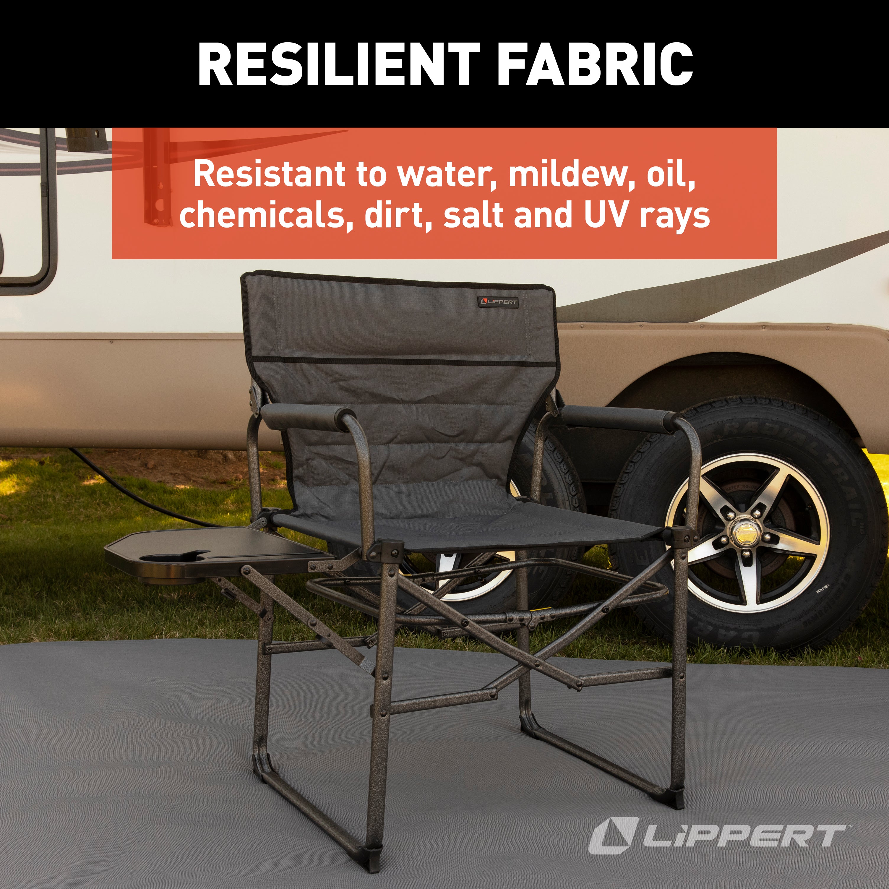 Lippert Scout Xl Director Chair With Side Table - Dark Grey - Image 4