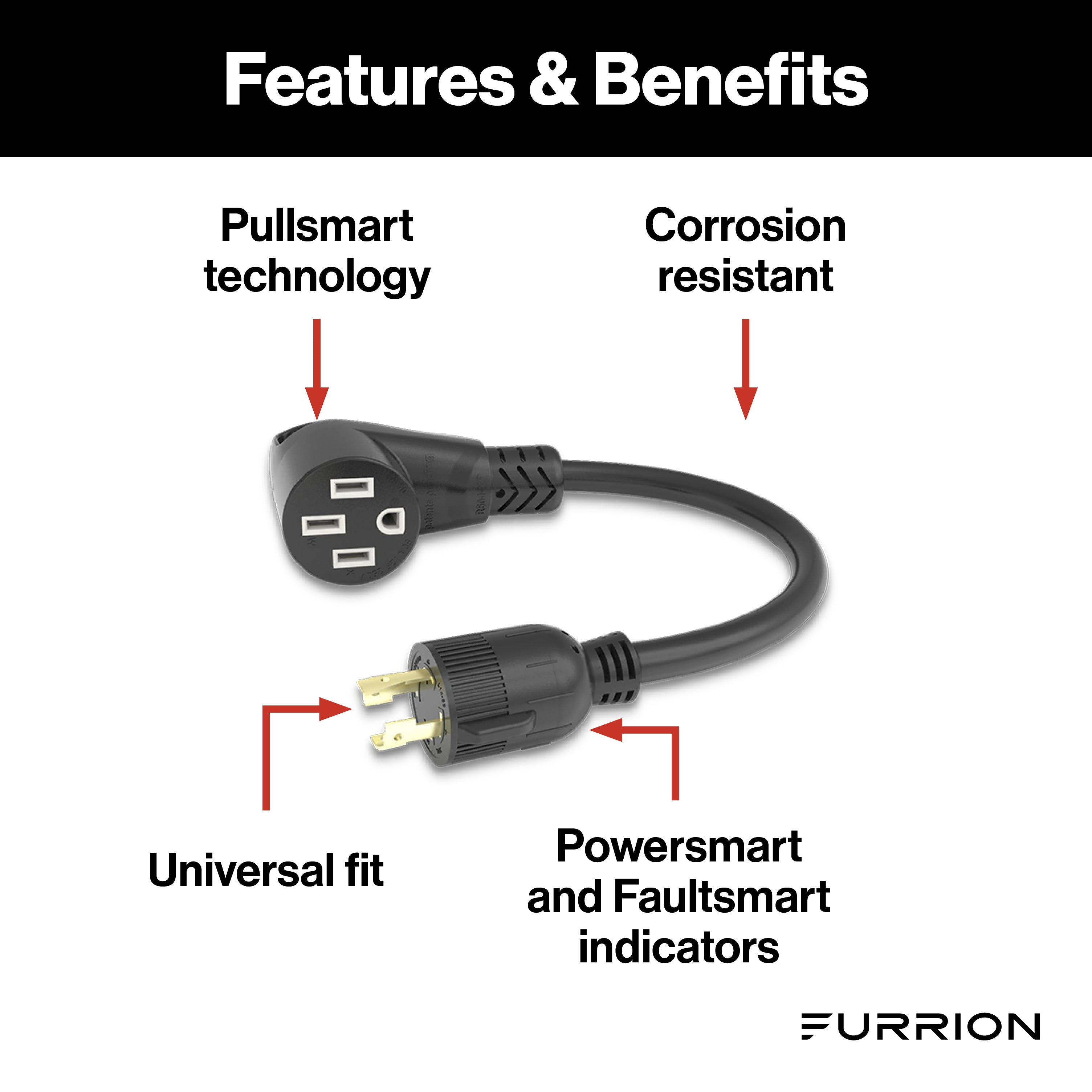 Furrion Pigtail Adapter - 50A Connector To 30A 4-Prong Plug, Black #Fp52Gen4-Sb - Image 2