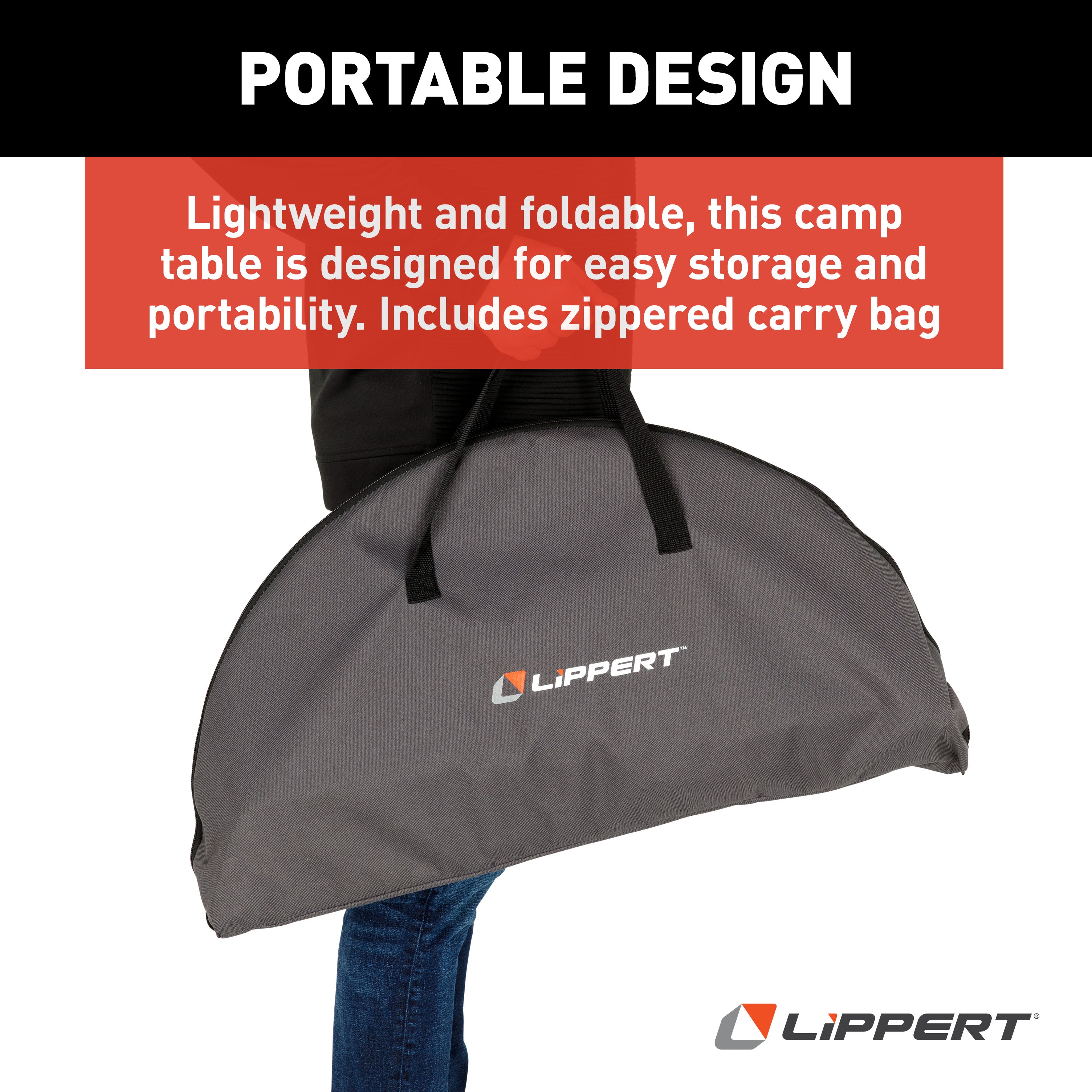 Lippert Two-Tier Folding Camping Table - Dark Grey #2023053720 - Image 6