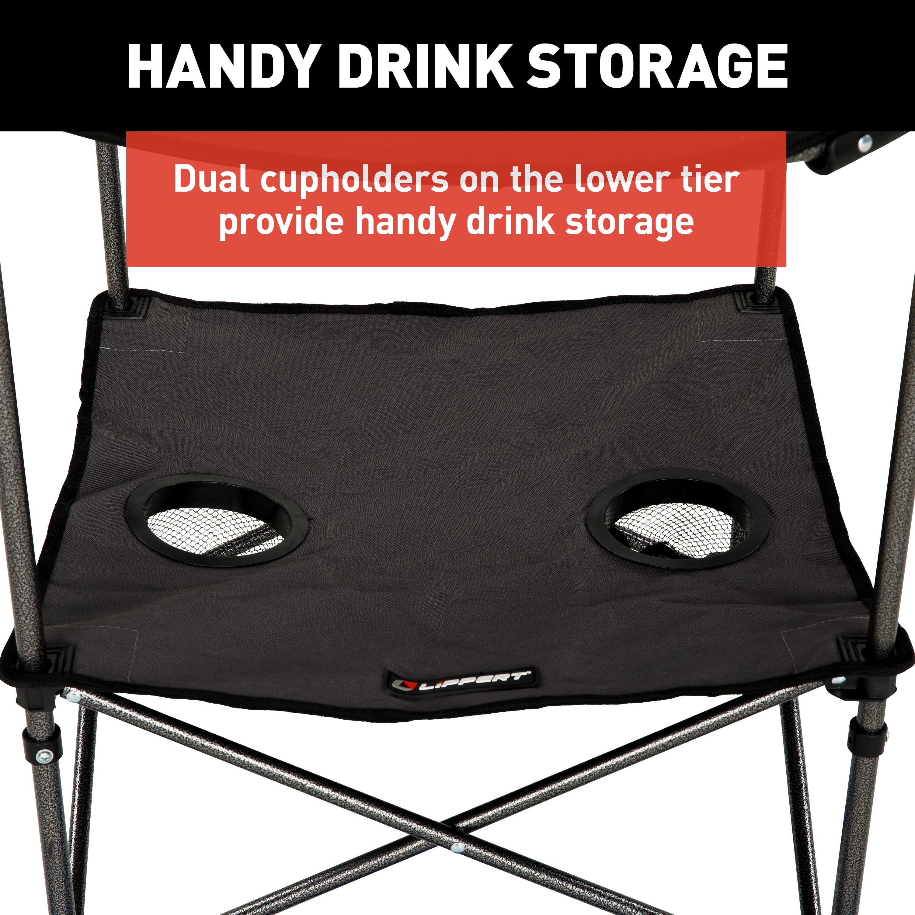 Lippert Two-Tier Folding Camping Table - Dark Grey #2023053720 - Image 5