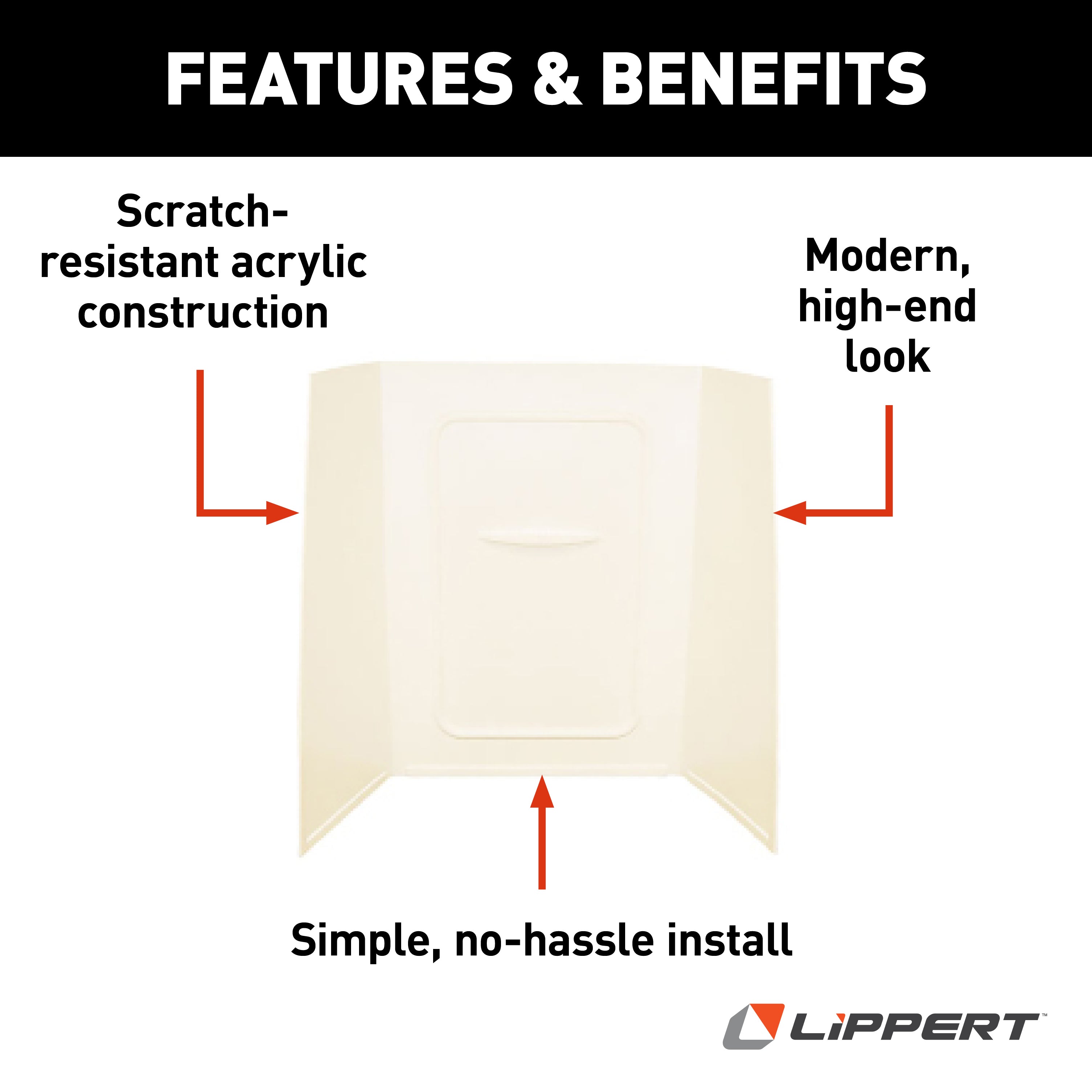 Lippert Bathtub Wall Surround - 24" X 36" X 56", Parchment #Ppf243656Spk - Image 3