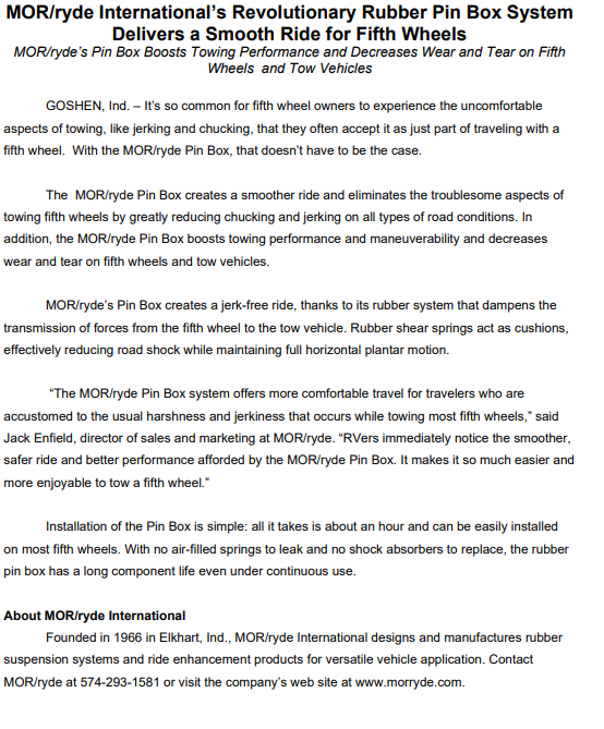 MORryde - Rubber Pin Box RPB77-FD-03 Replaces Lippert Rhino Under 11,500 lbs GVWR Fifth Wheel