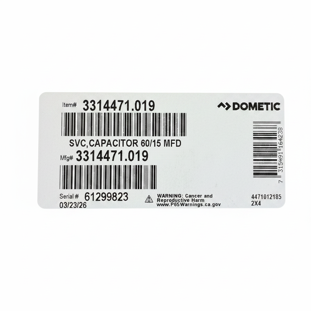 Dometic AC Capacitor 60/15 MFD - Penguin II Air Conditioner - Part# 3314471.019