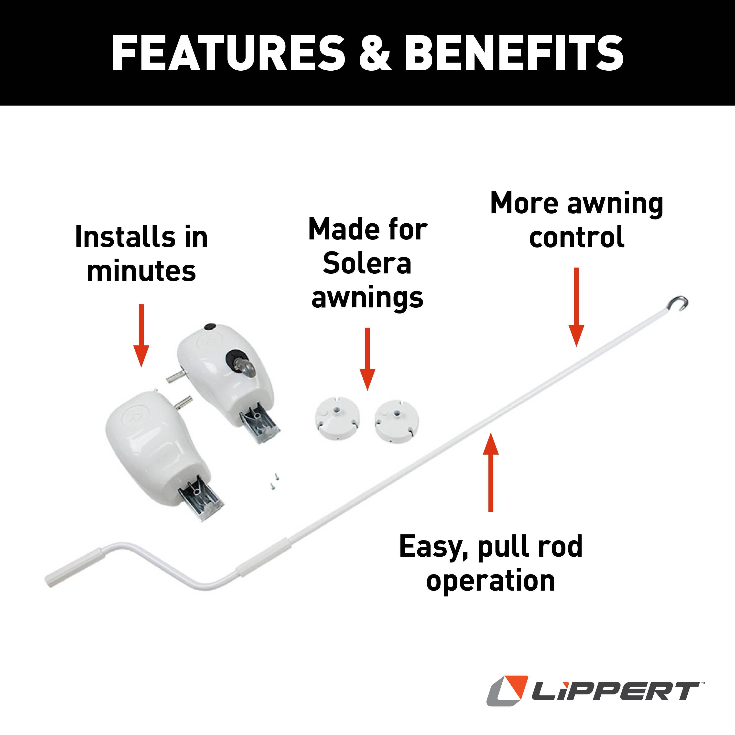 Solera Pull Style Manual To Crank Style Manual Awning Upgrade Kit, White #333410 - Image 2