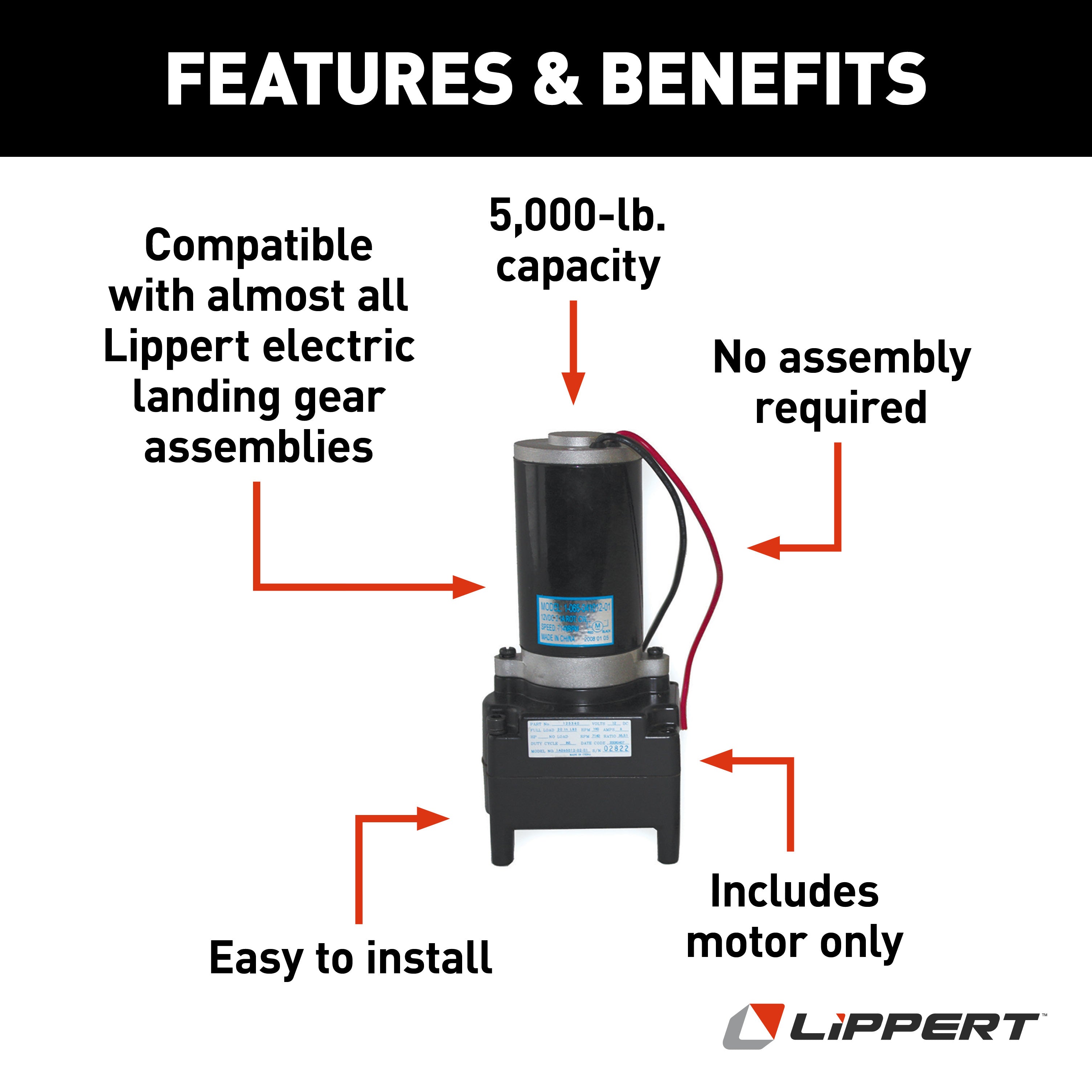 Lippert Replacement Tuson High-Speed Electric Rv Landing Gear Motor #141893 - Image 4