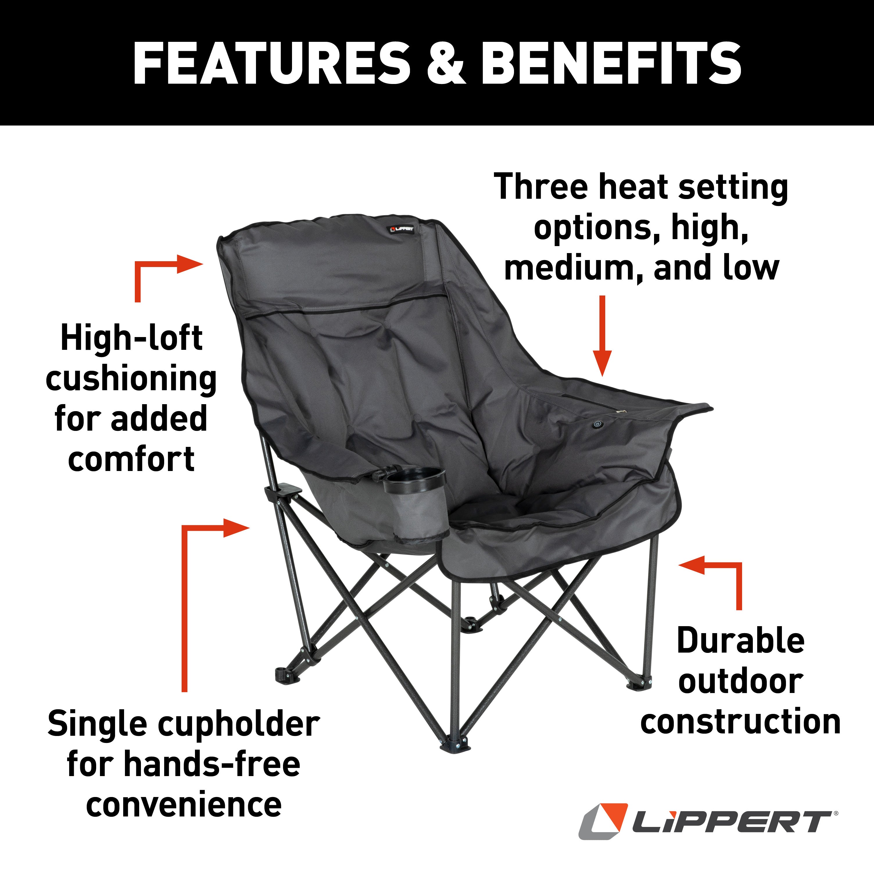 Lippert Big Bear Heated Chair - Dark Grey #2024043334 - Image 2
