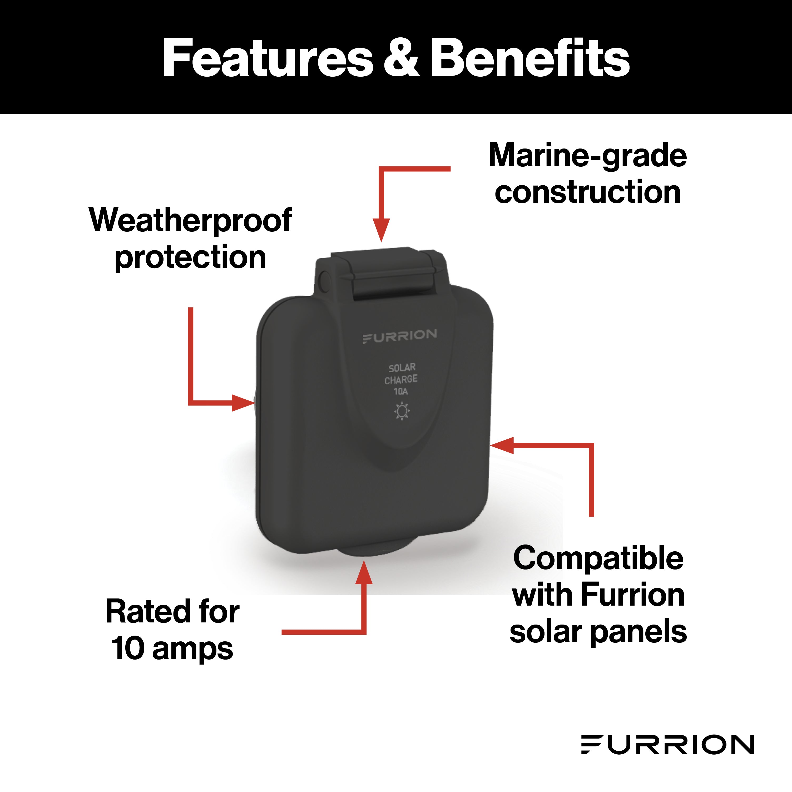 Furrion 10A Rv Solar Port Inlet - Black #Fspins-Bs-Oem - Image 2