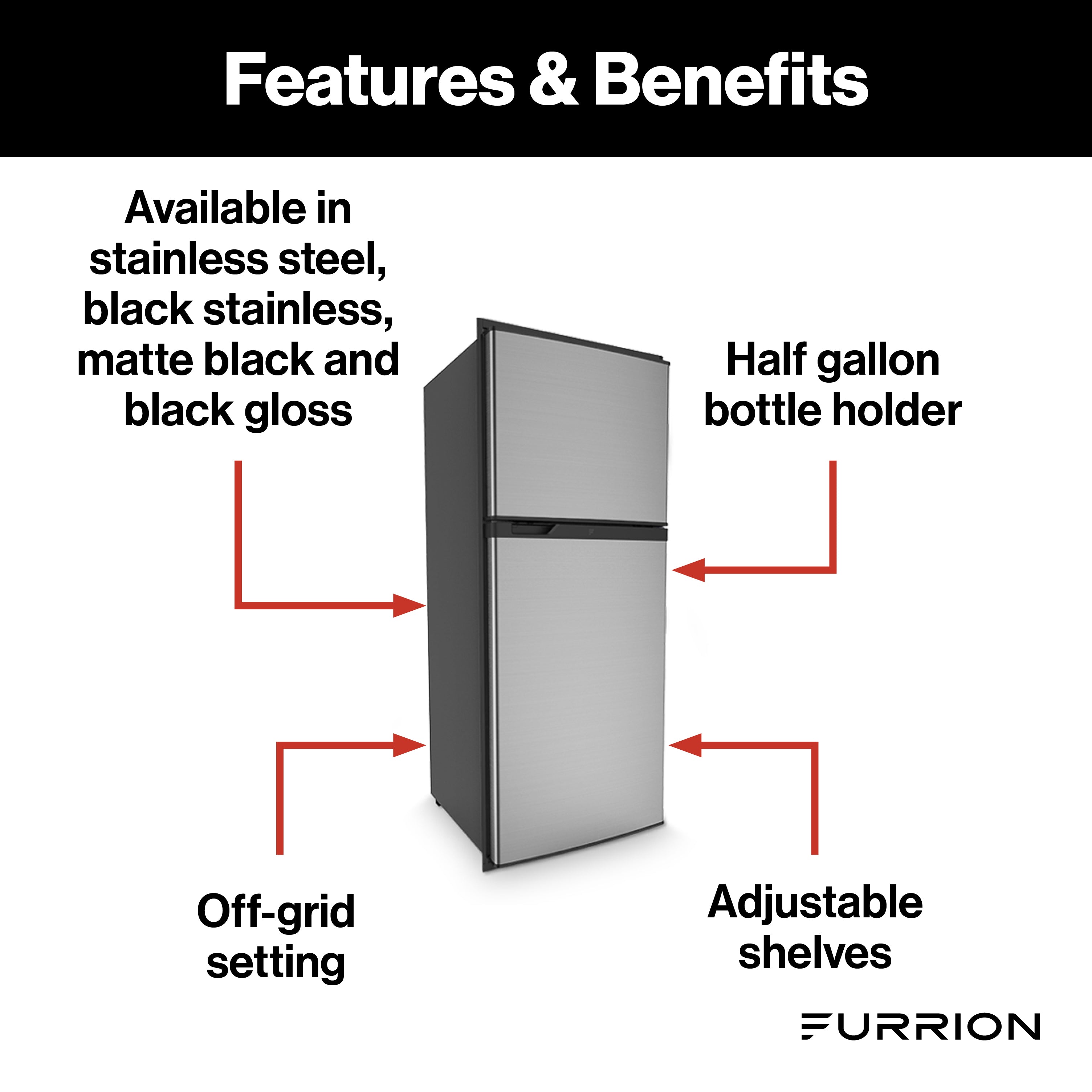 Furrion Arctic 12V Rv Refrigerator - 10 Cu. Ft, Left Hinge, Framed Black #Fcr10Dcgta-Br - Image 2
