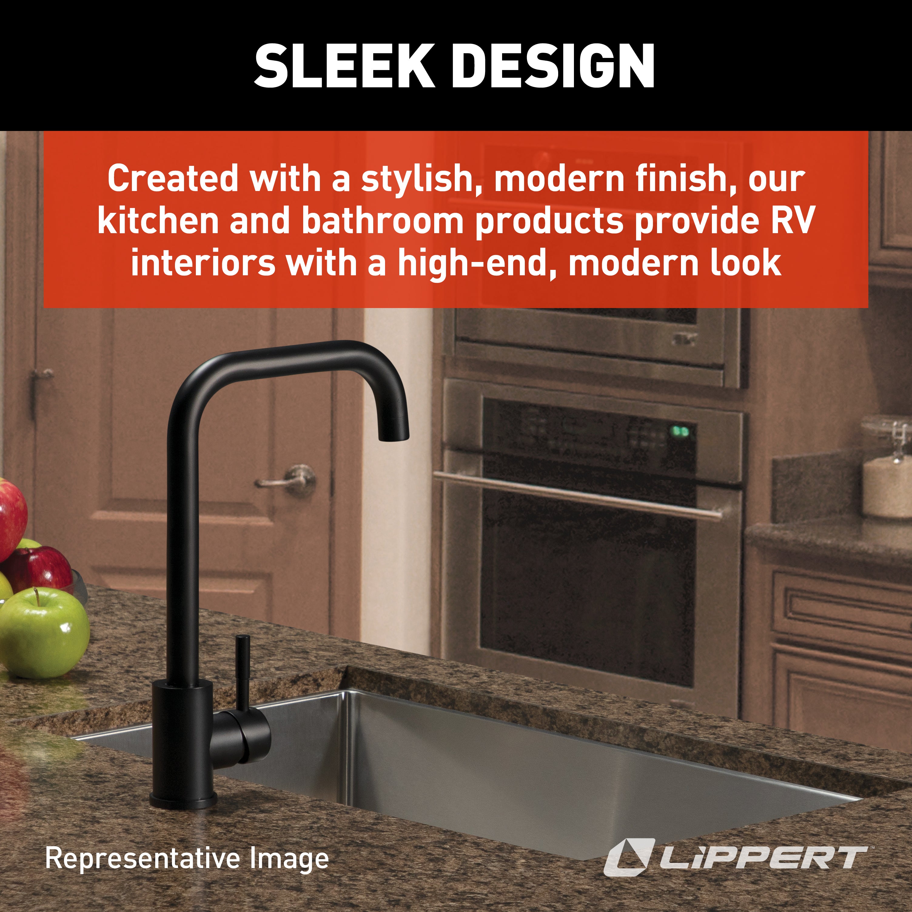 Lippert - Square Gooseneck Faucet - Black Matte - Image 4
