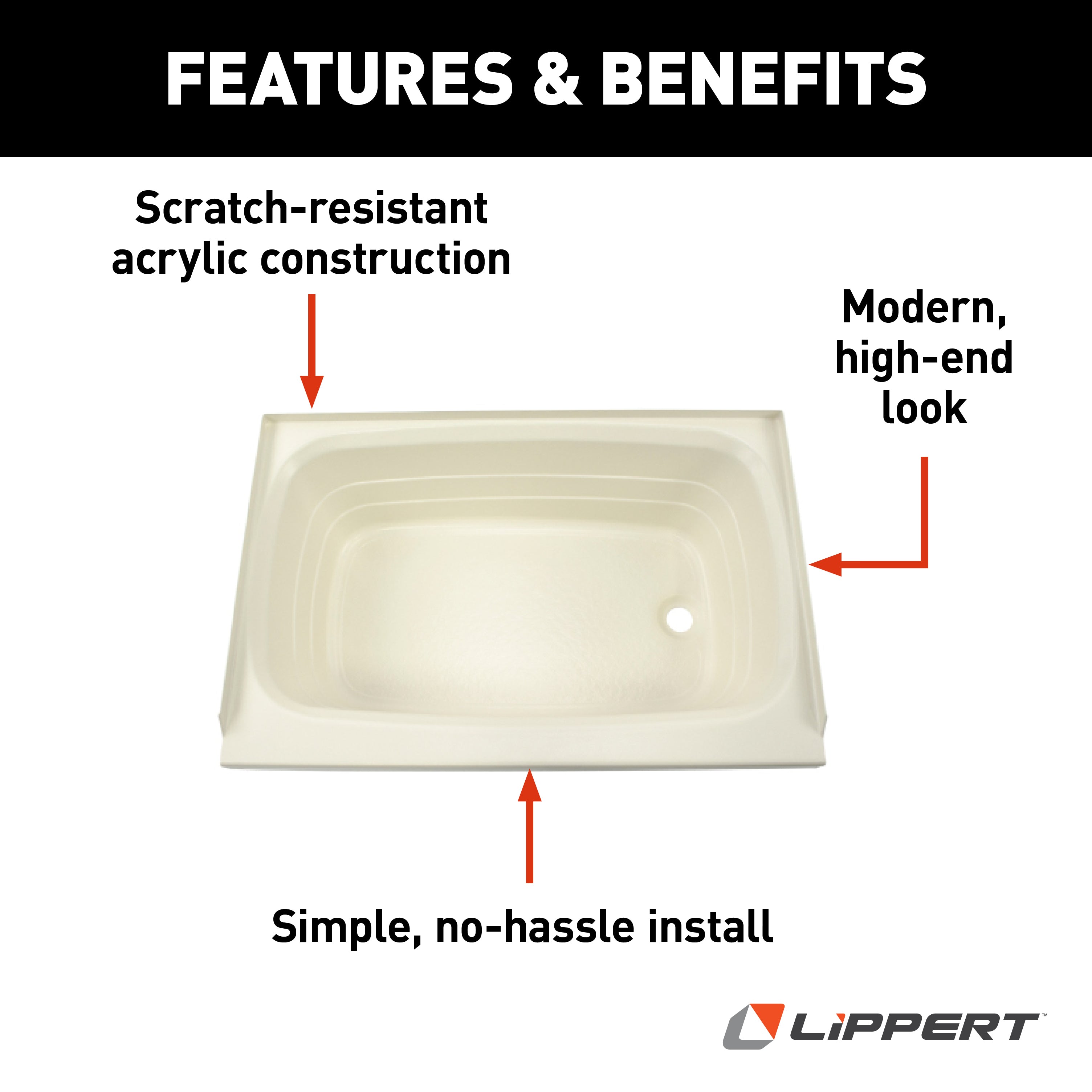 Lippert Bathtub With Left Drain - 27" X 54", Almond #Alm2754Alspk - Image 4