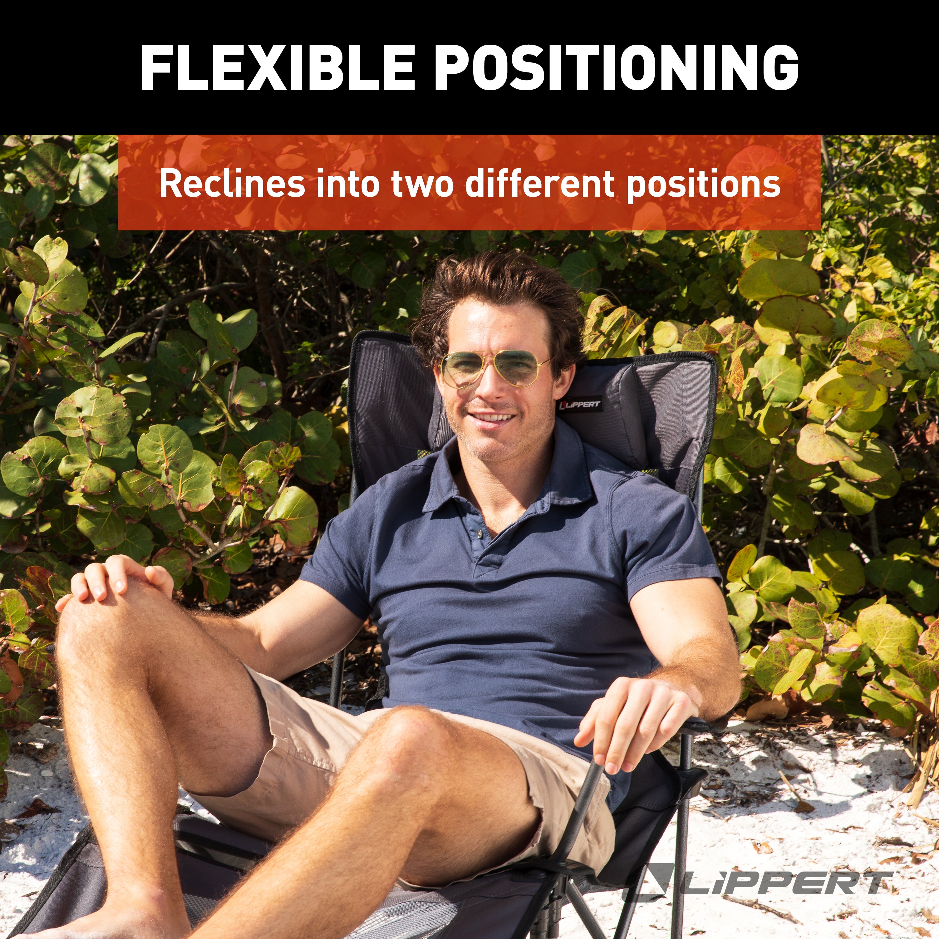 Lippert Sun Soaker Vented Reclining Camping Chair With Footrest - Dark Grey - Image 3