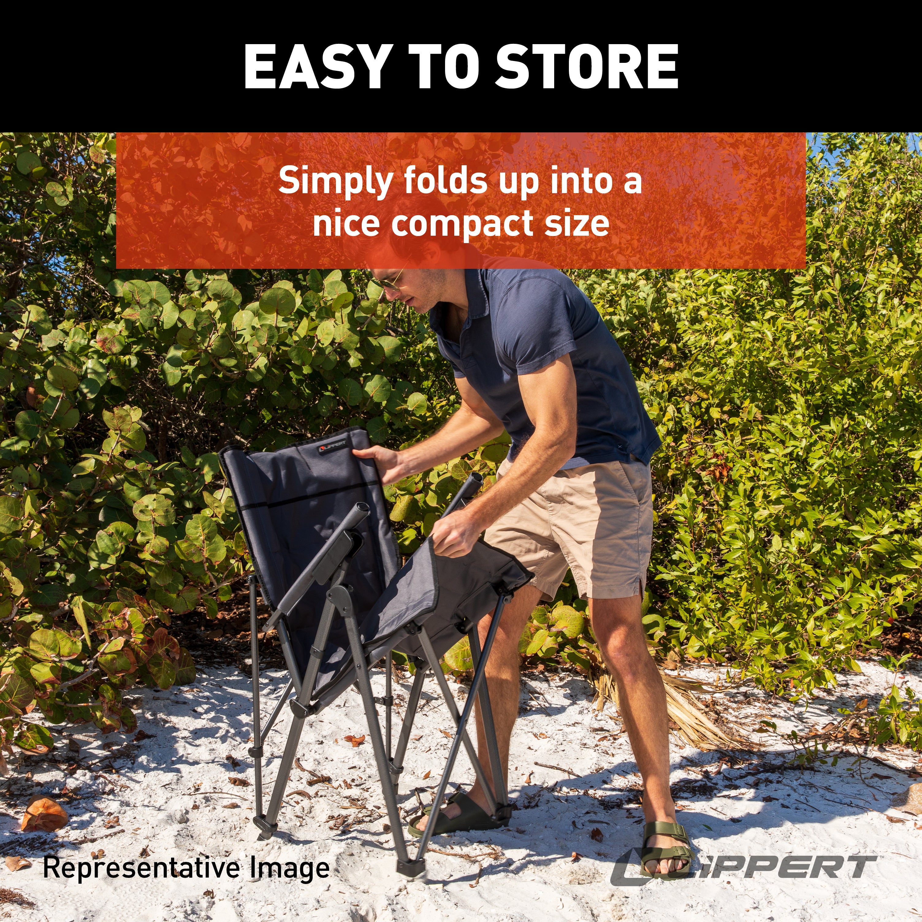 Lippert Sun Soaker Reclining Camping Chair - Sand - Image 5
