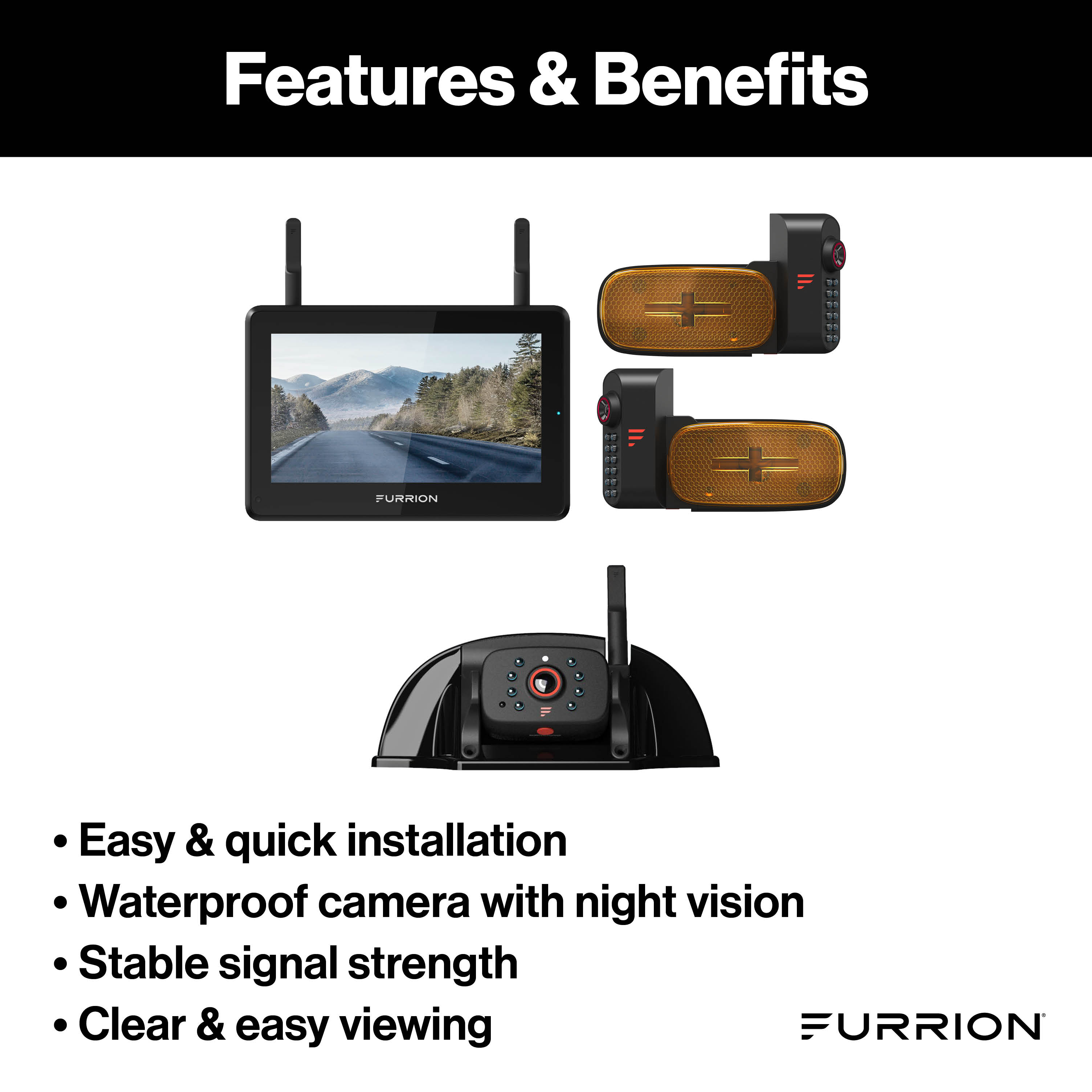 Furrion Vision S+ Rv Observation System - 7" Monitor, Side Cameras With Led Marker Lights, Sharkfin Camera #Fos7Htaen - Image 5