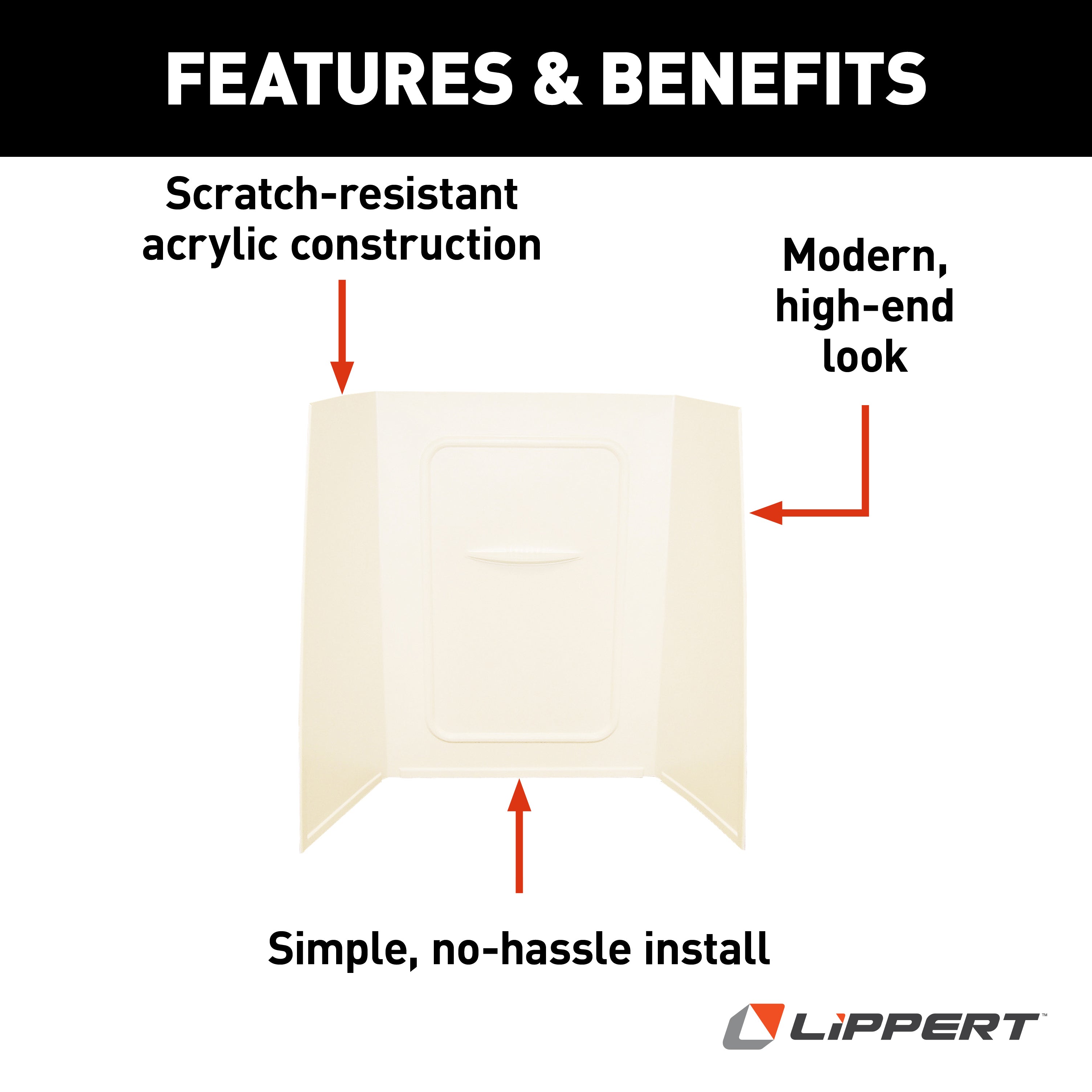 Lippert Bathtub Wall Surround - 24" X 40" X 56", Parchment #Ppf244056Spk - Image 3