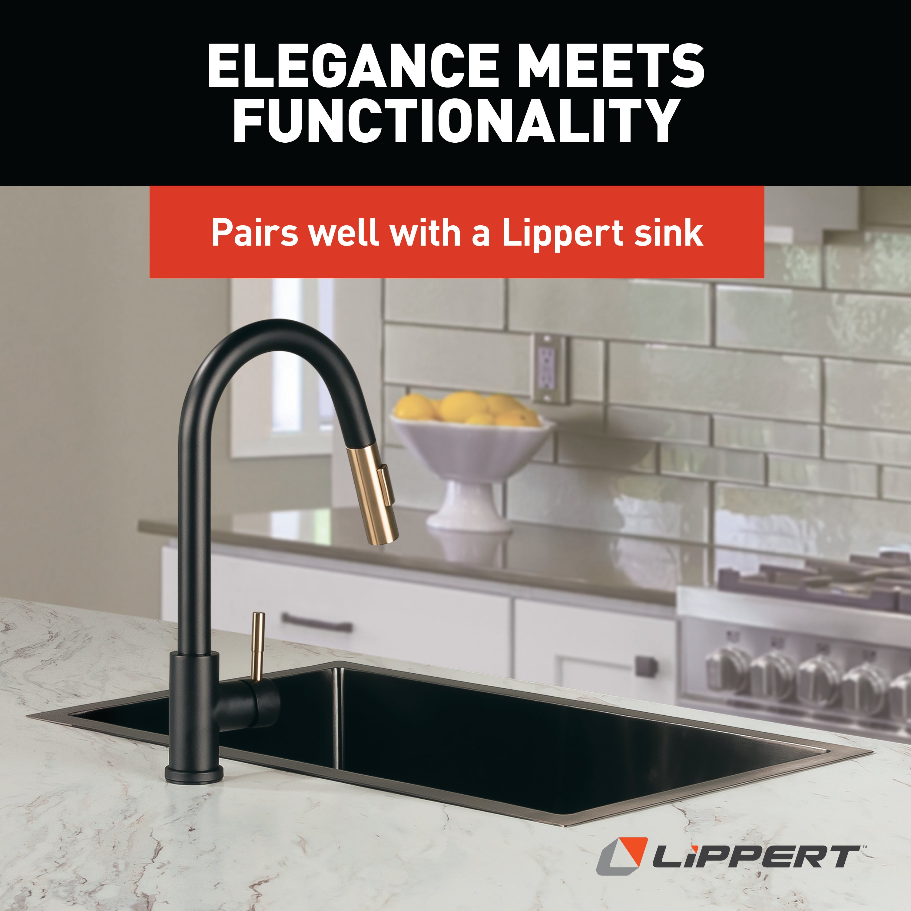 Lippert - Flow Max Bullet Pull-Down Kitchen Faucet - Black Matte / Satin Bronze #2024000071 - Image 8