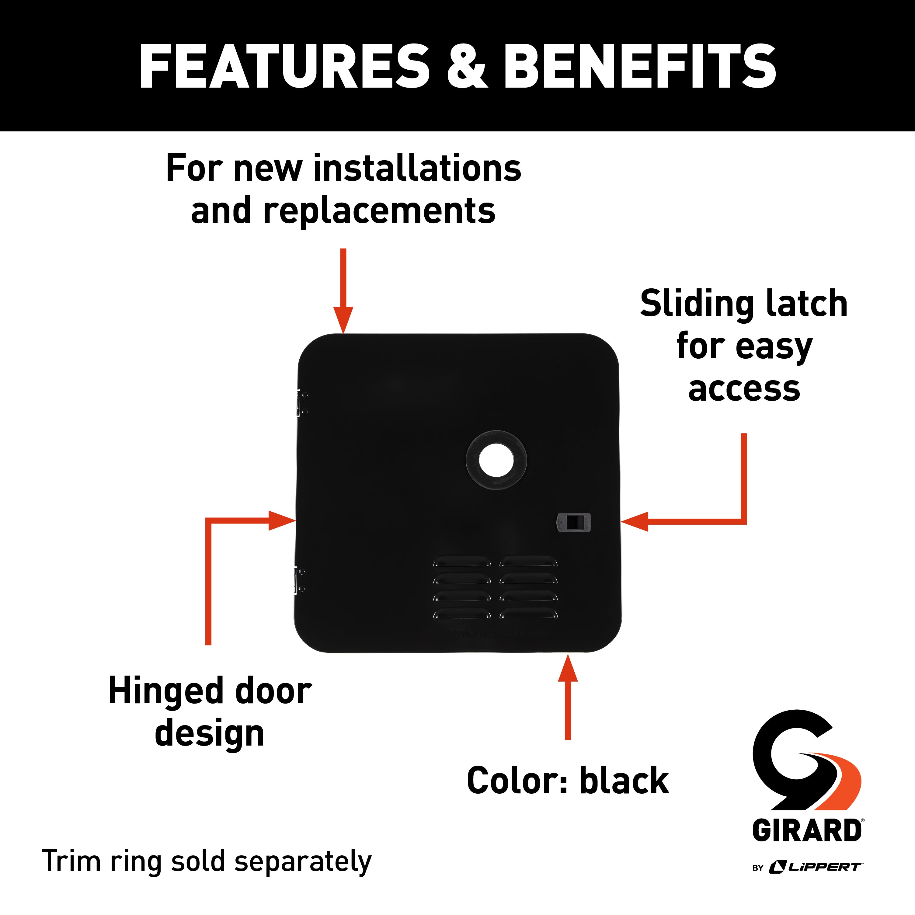 Girard Rv Water Heater Door Installation Kit - 10-Gallon, Black #2Gwhdas10B - Image 3