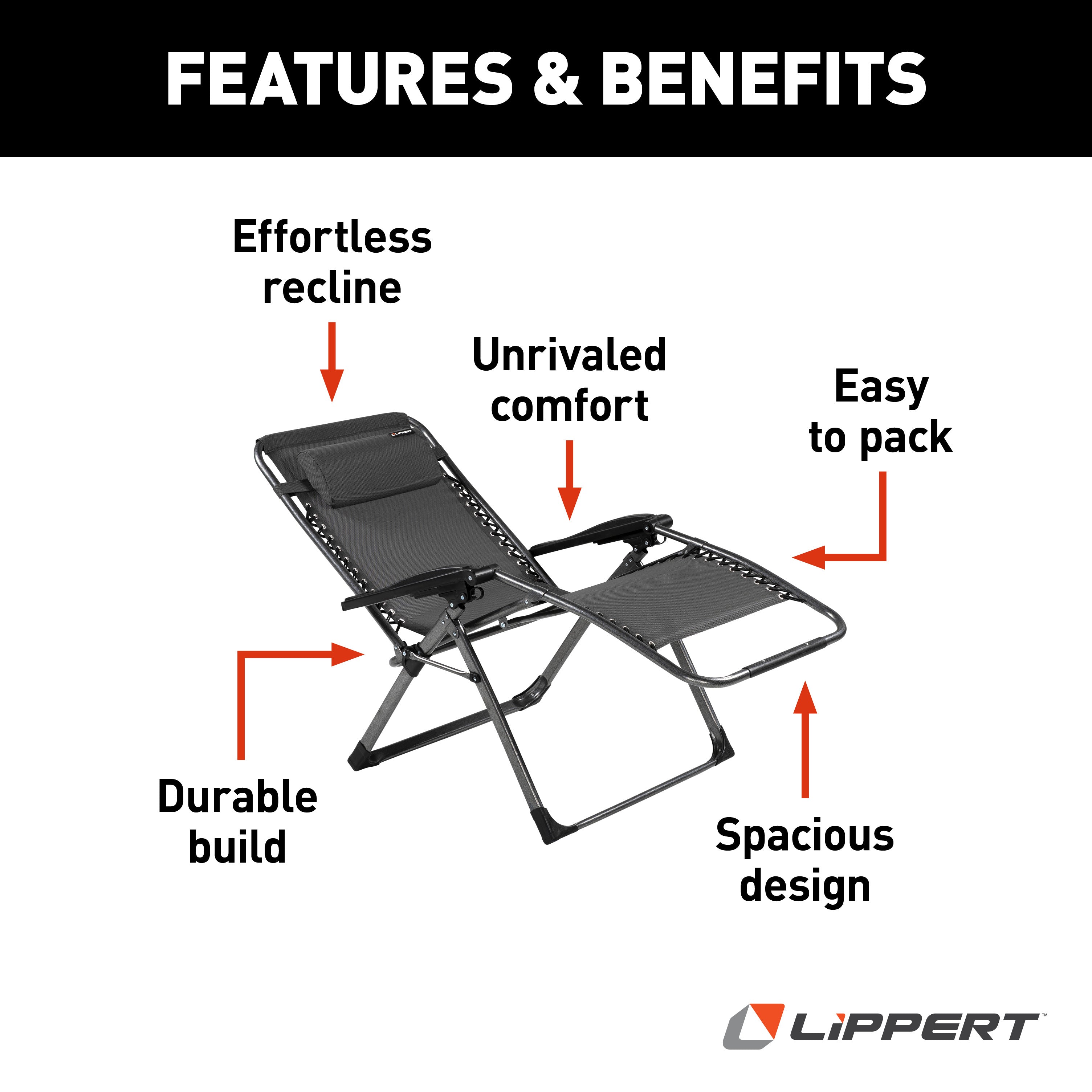 Lippert - Stargazer Plus Zero-Gravity Chair - Dark Grey - Image 4