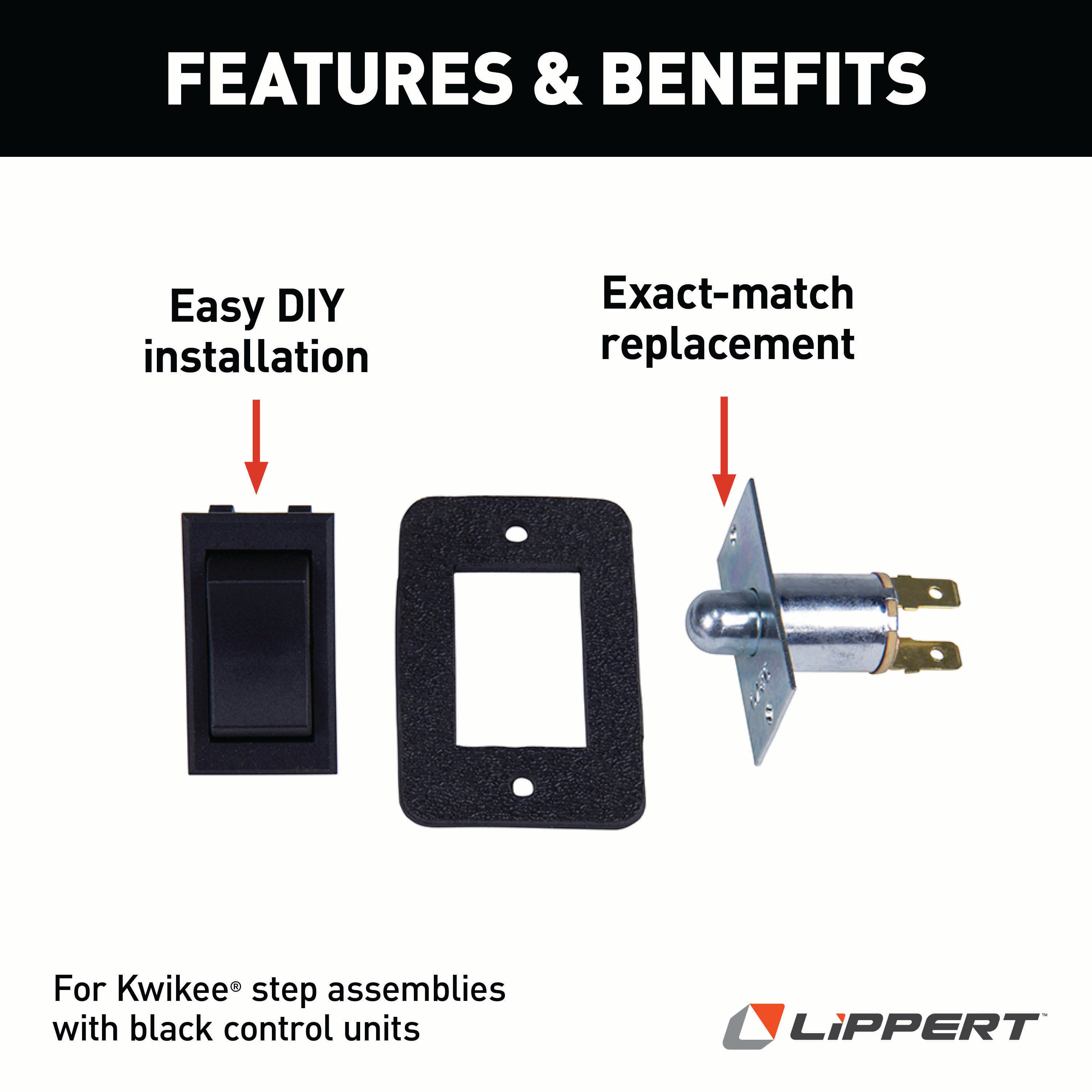 Lippert - Kwikee Plunger Door Switch With Rocker Kit - Image 2