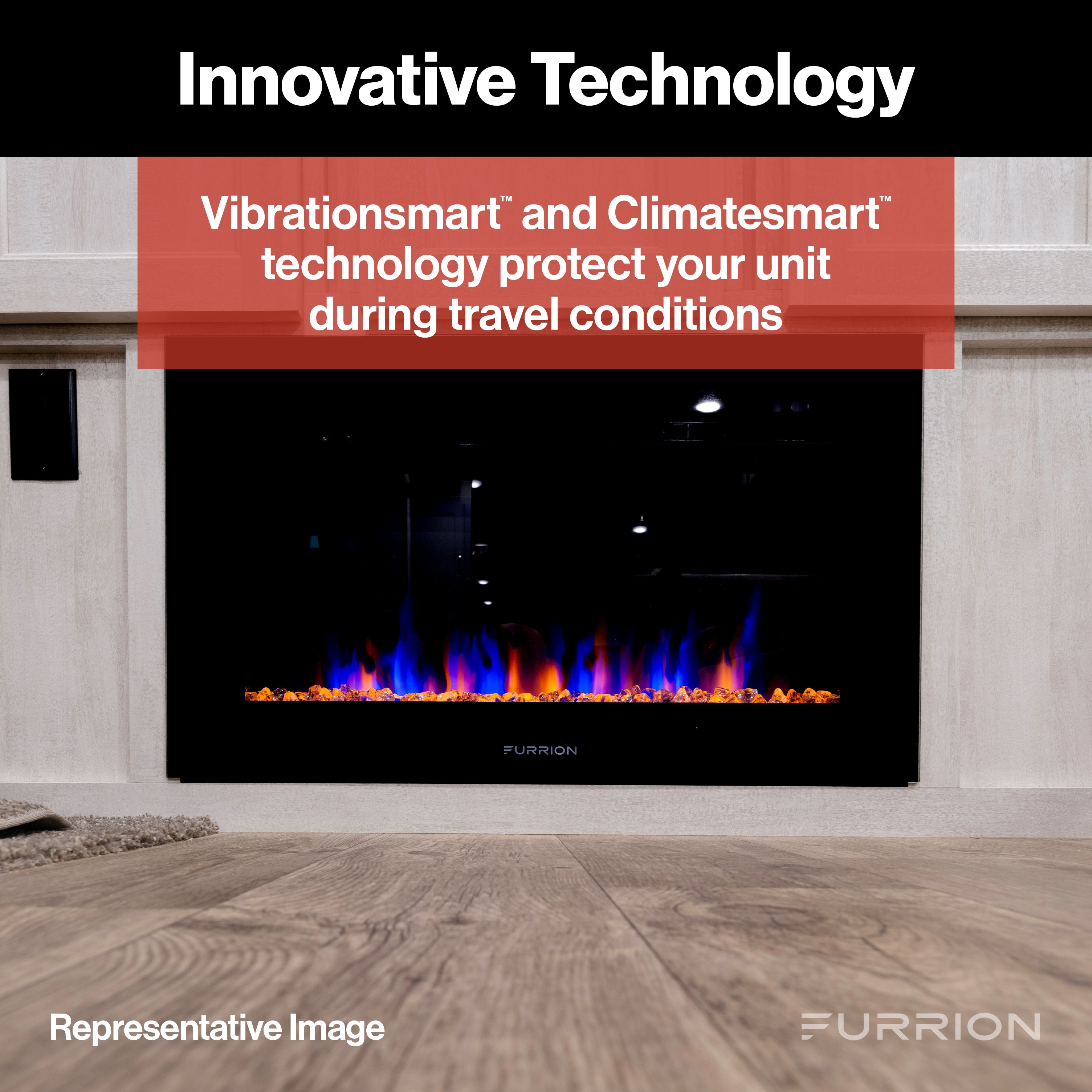 Furrion Built-In Electric Rv Fireplace - Wood Platform, 40" #Ff40Sw15A-Bl - Image 6